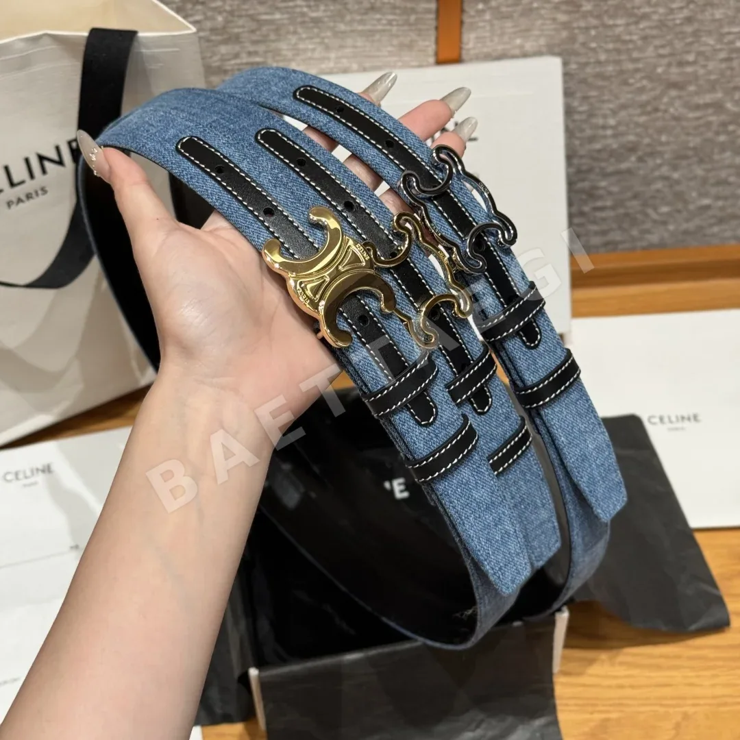 셀린느 데님 골드 버클 벨트 상세 이미지 2
