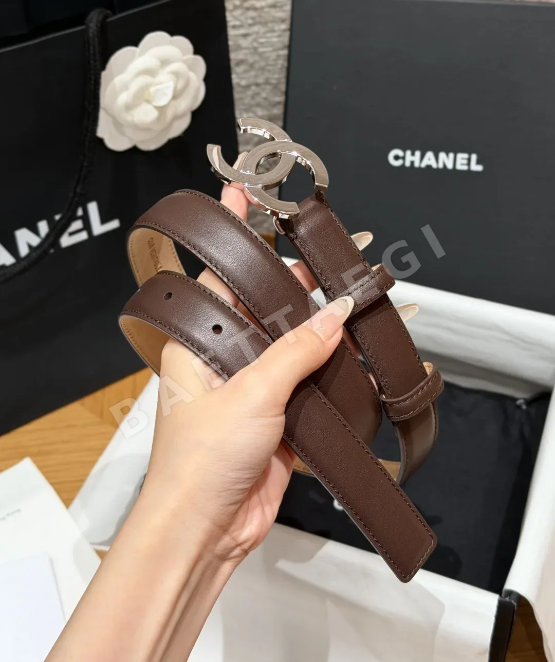 샤넬 더블 C 로고 가죽 벨트 상세 이미지 2