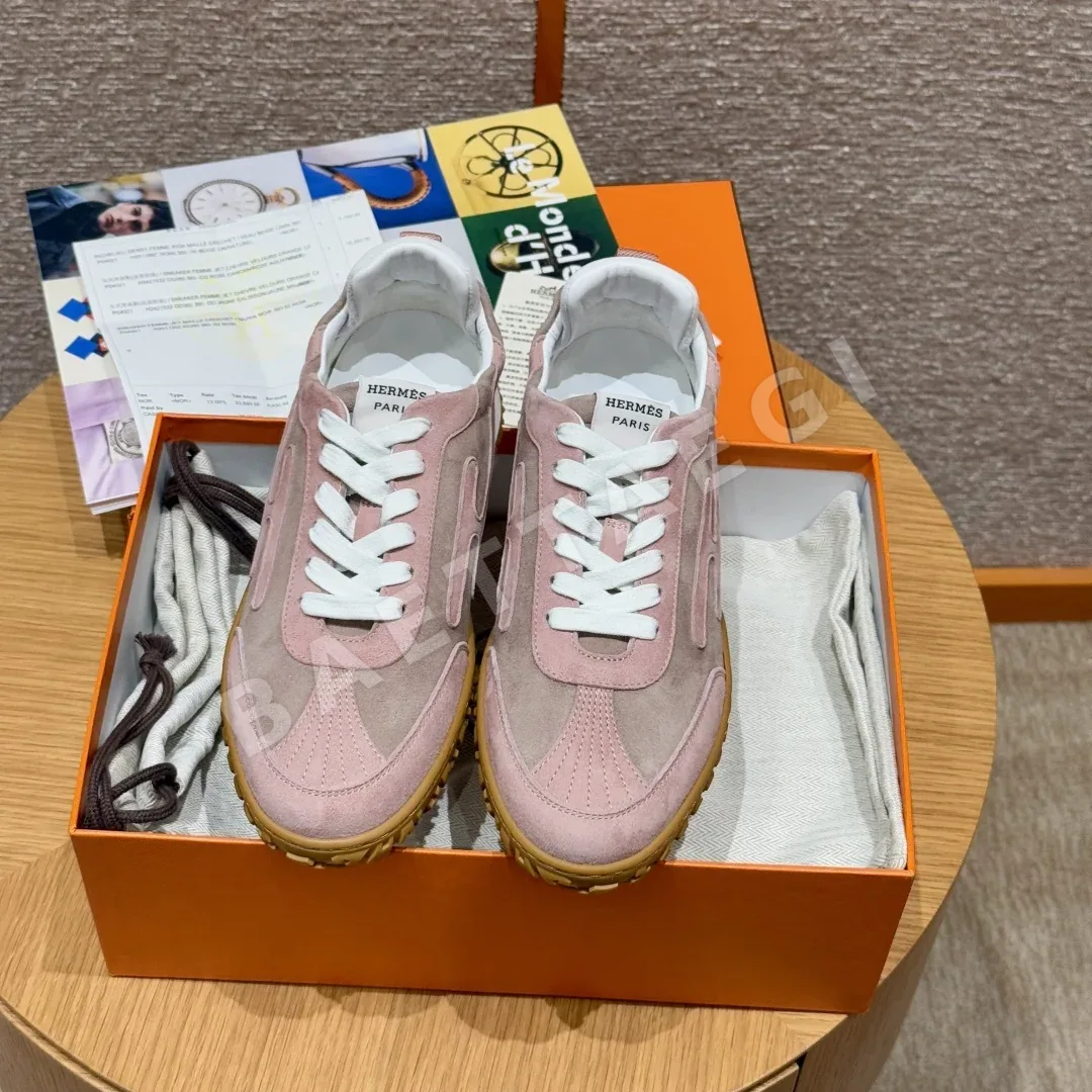 에르메스 제트 스니커즈 로즈 샤모아 가죽 상세 이미지 6