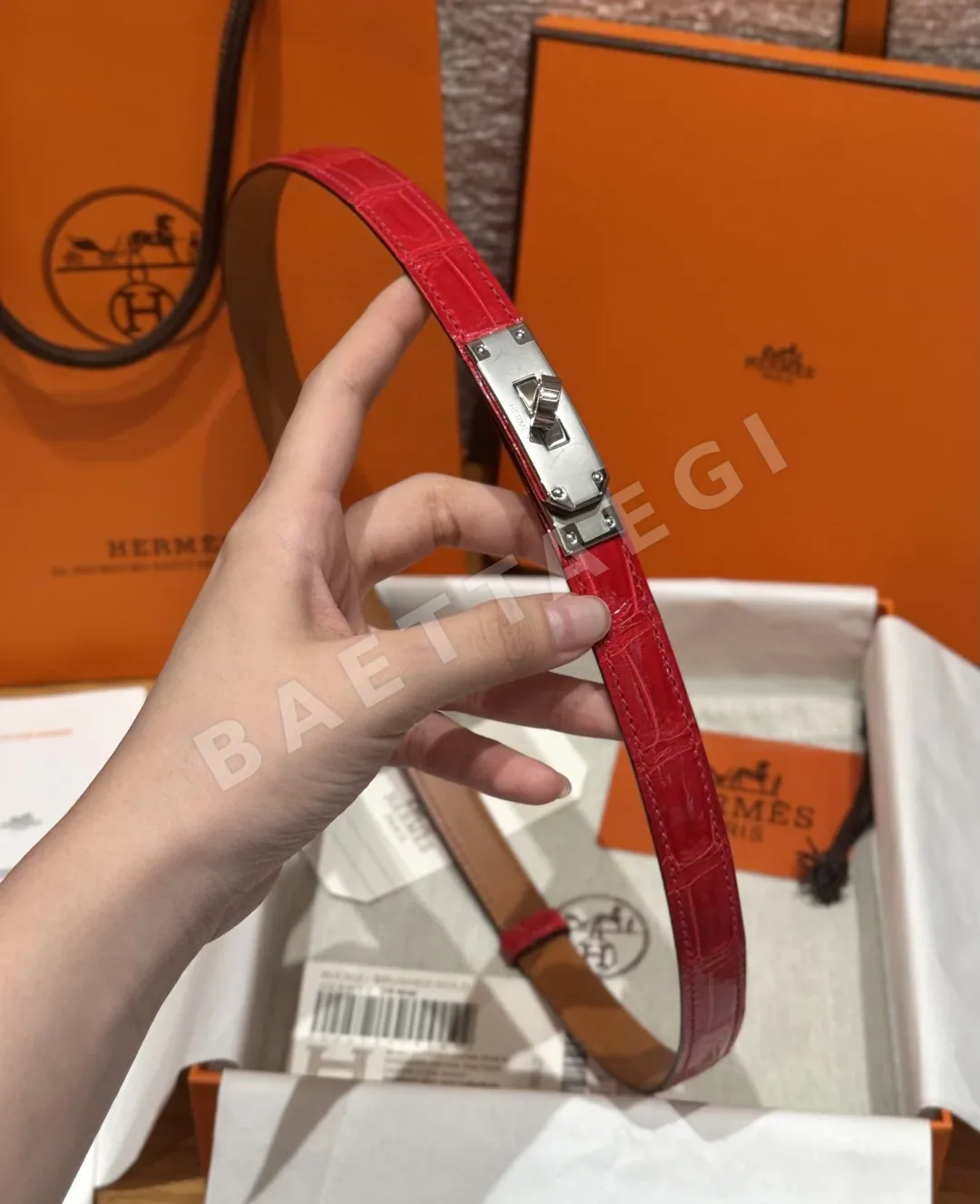 에르메스 켈리 크로코다일 가죽 벨트 상세 이미지 5