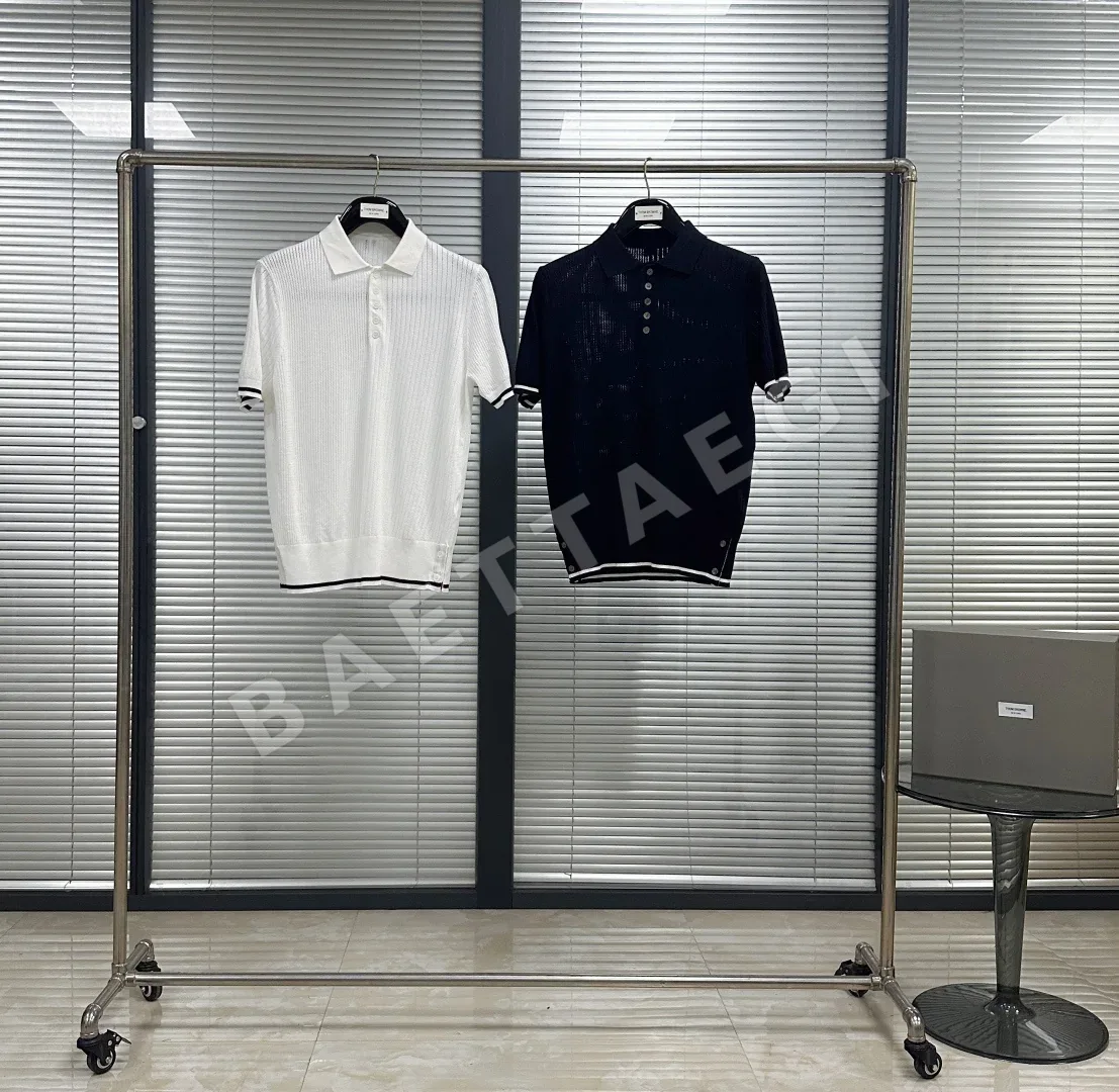 톰브라운 패치워크 리브 니트 반팔 폴로셔츠 126250