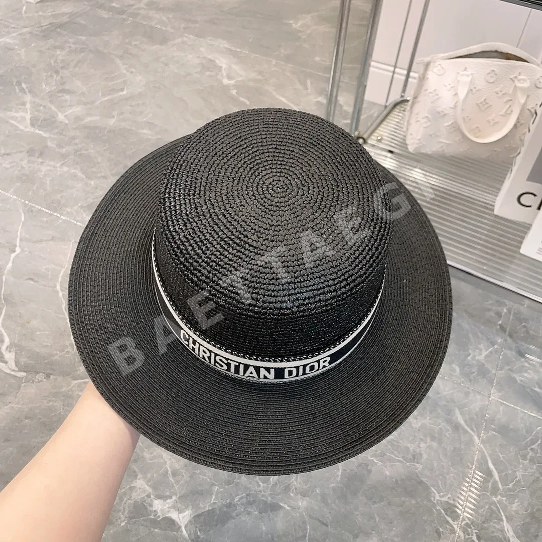 디올 레터 로고 웨빙 밀짚 모자 상세 이미지 9