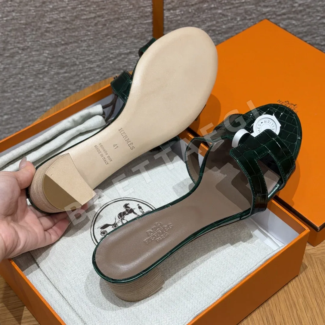 에르메스 오아시스 샌들 에메랄드 크로커다일 상세 이미지 7