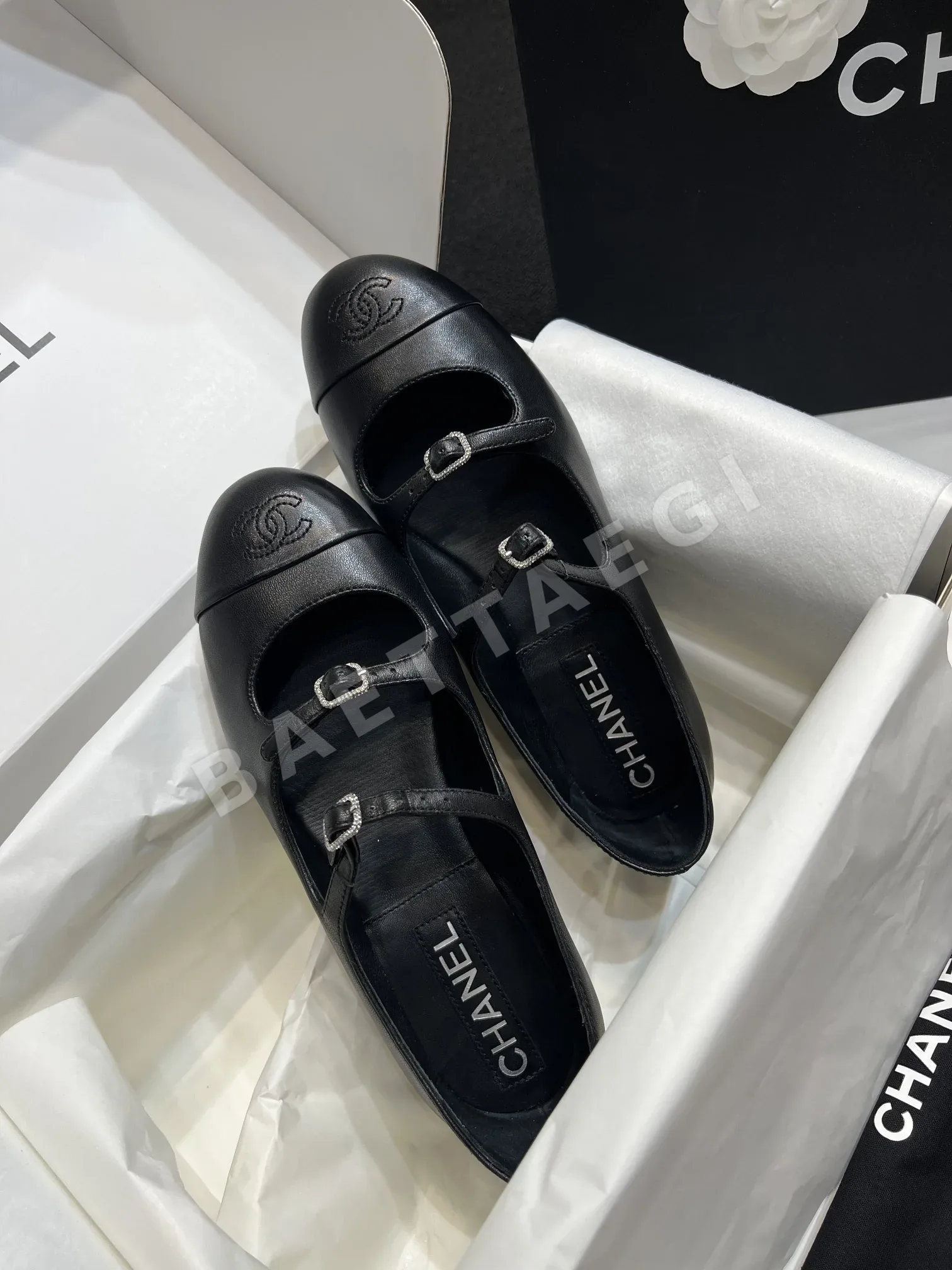 샤넬 더블 다이아몬드 버클 메리제인 플랫 슈즈 상세 이미지 3