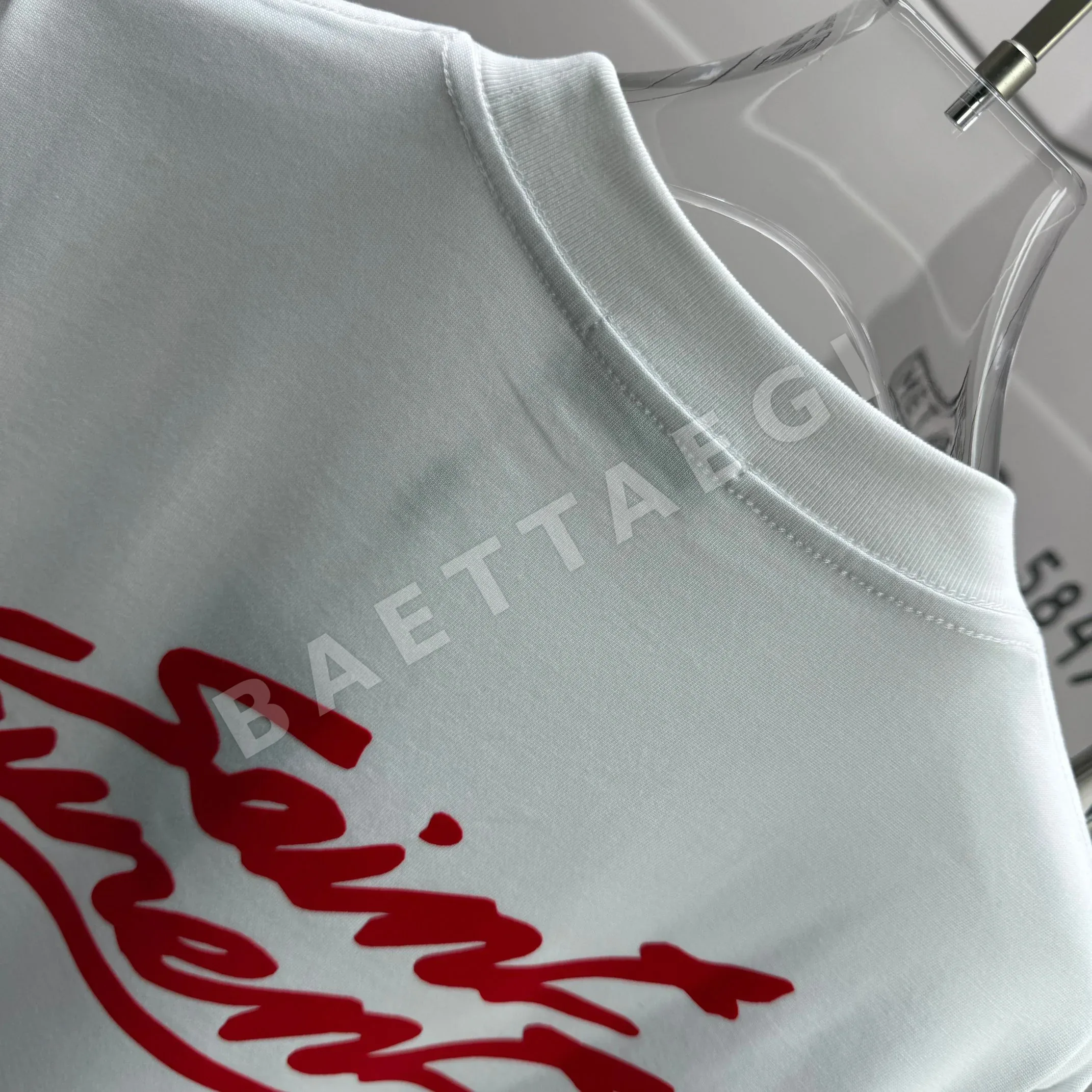 생로랑 레터 자수 코튼 반팔 티셔츠 상세 이미지 8