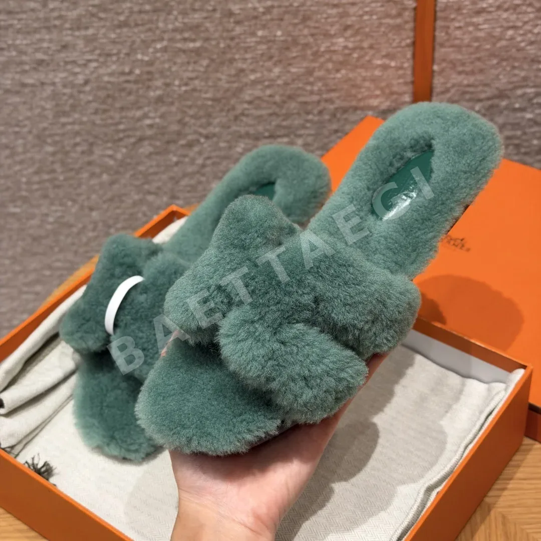 에르메스 오란 샌들 그린 울 가죽 H 컷아웃 상세 이미지 2