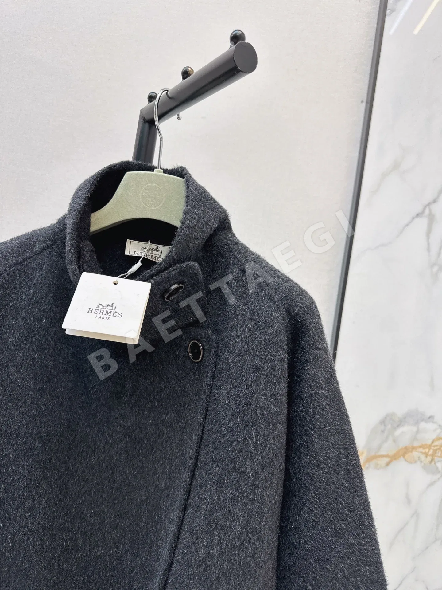 에르메스 스탠드 카라 루즈핏 더블 페이스 울 자켓 상세 이미지 4