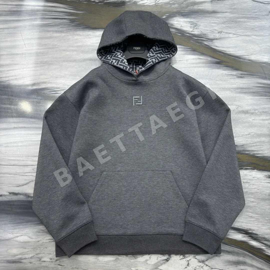 펜디 다크 그레이 코튼 남성 후드 스웨트셔츠 상세 이미지 4