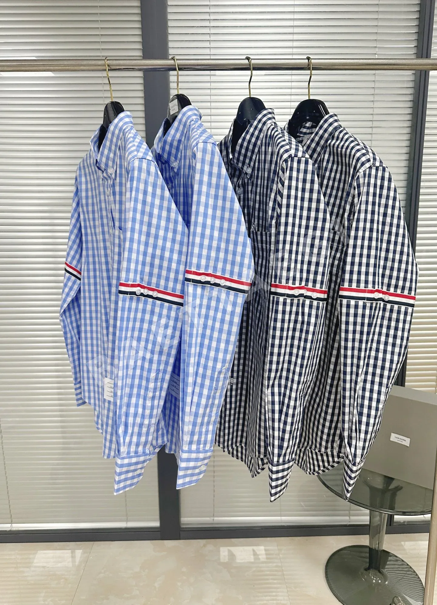 톰브라운 체크 네이비 블루 브라운 남성 셔츠 레플리카 상세 이미지 5