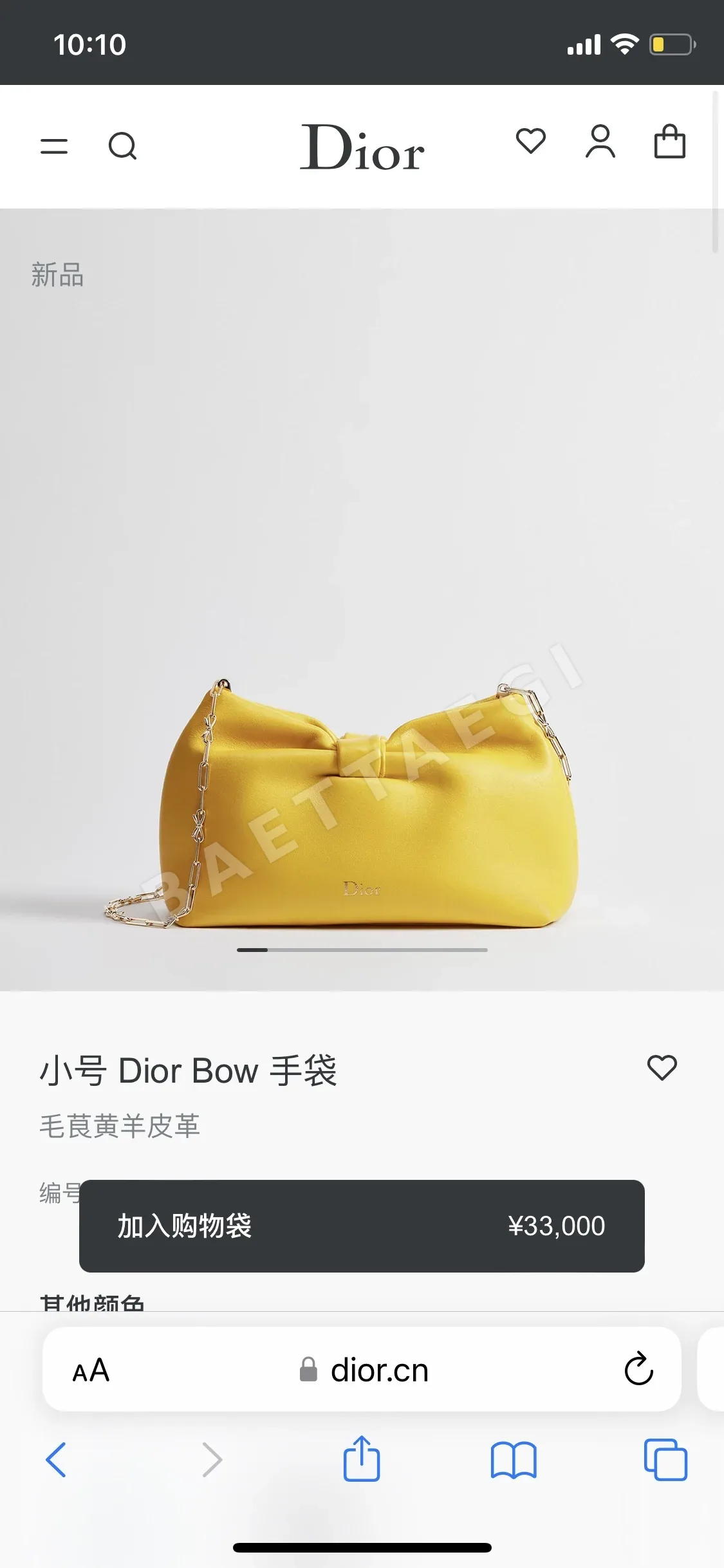 디올 보우 체인 스몰 가방 196882