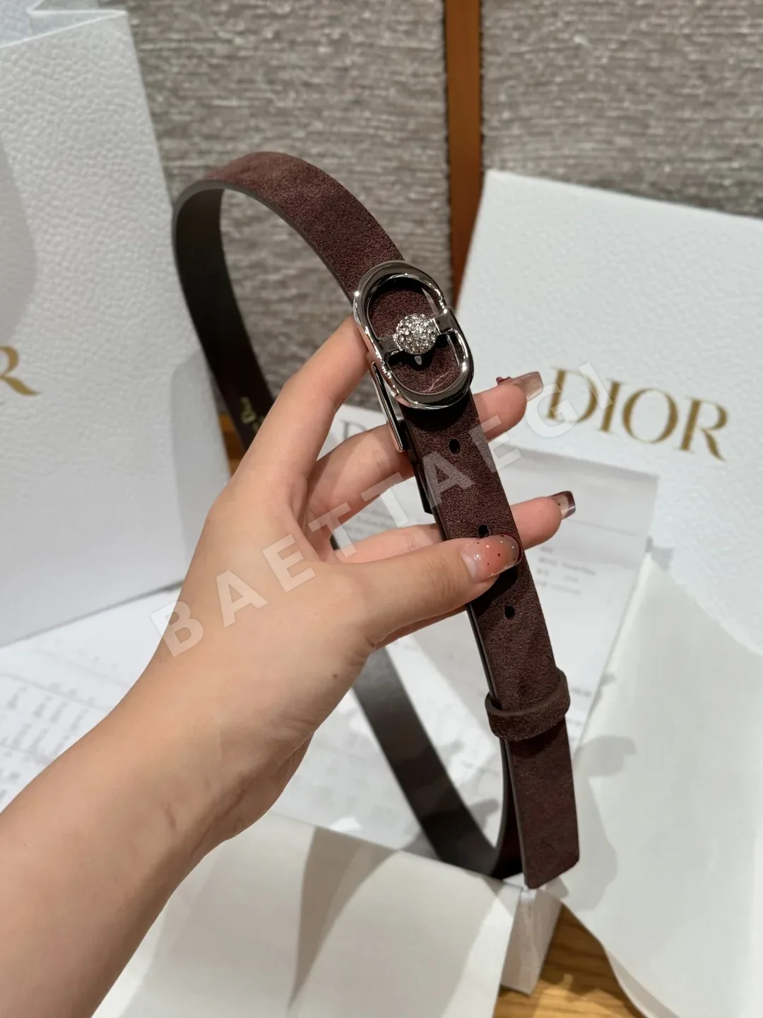 디올 몽테뉴 스웨이드 소가죽 벨트 상세 이미지 3