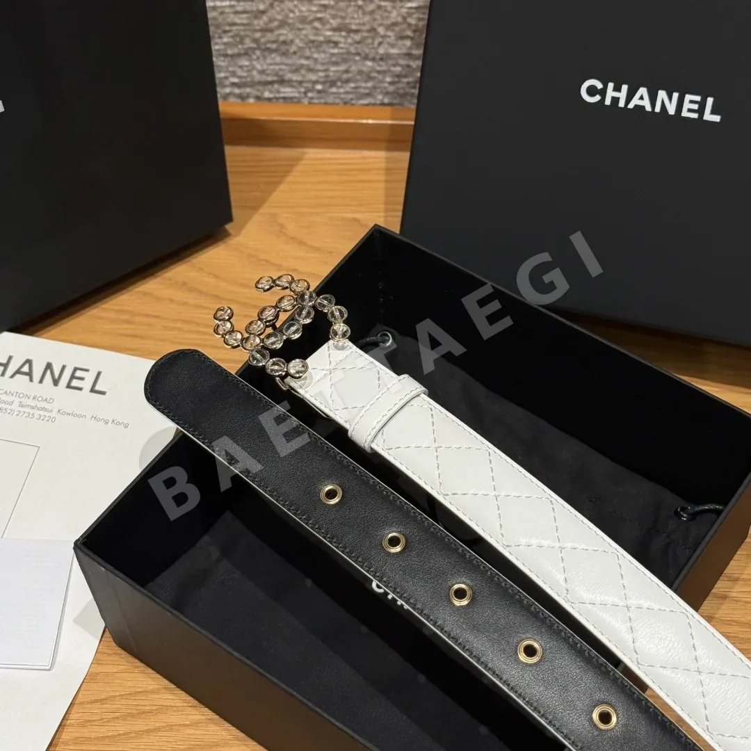 샤넬 더블 C 메탈 로고 램스킨 벨트 상세 이미지 6