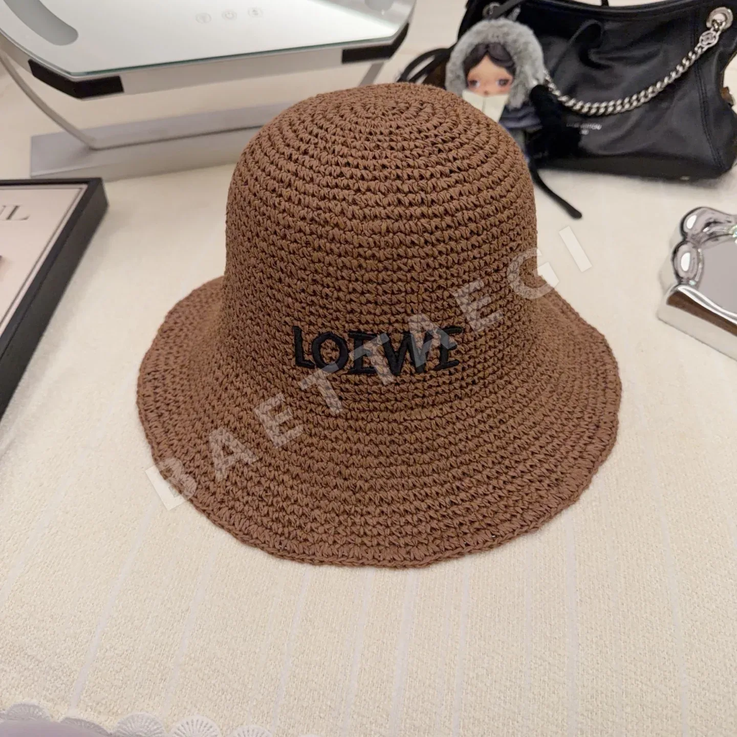 로에베 크로셰 자수 밀짚모자 78916