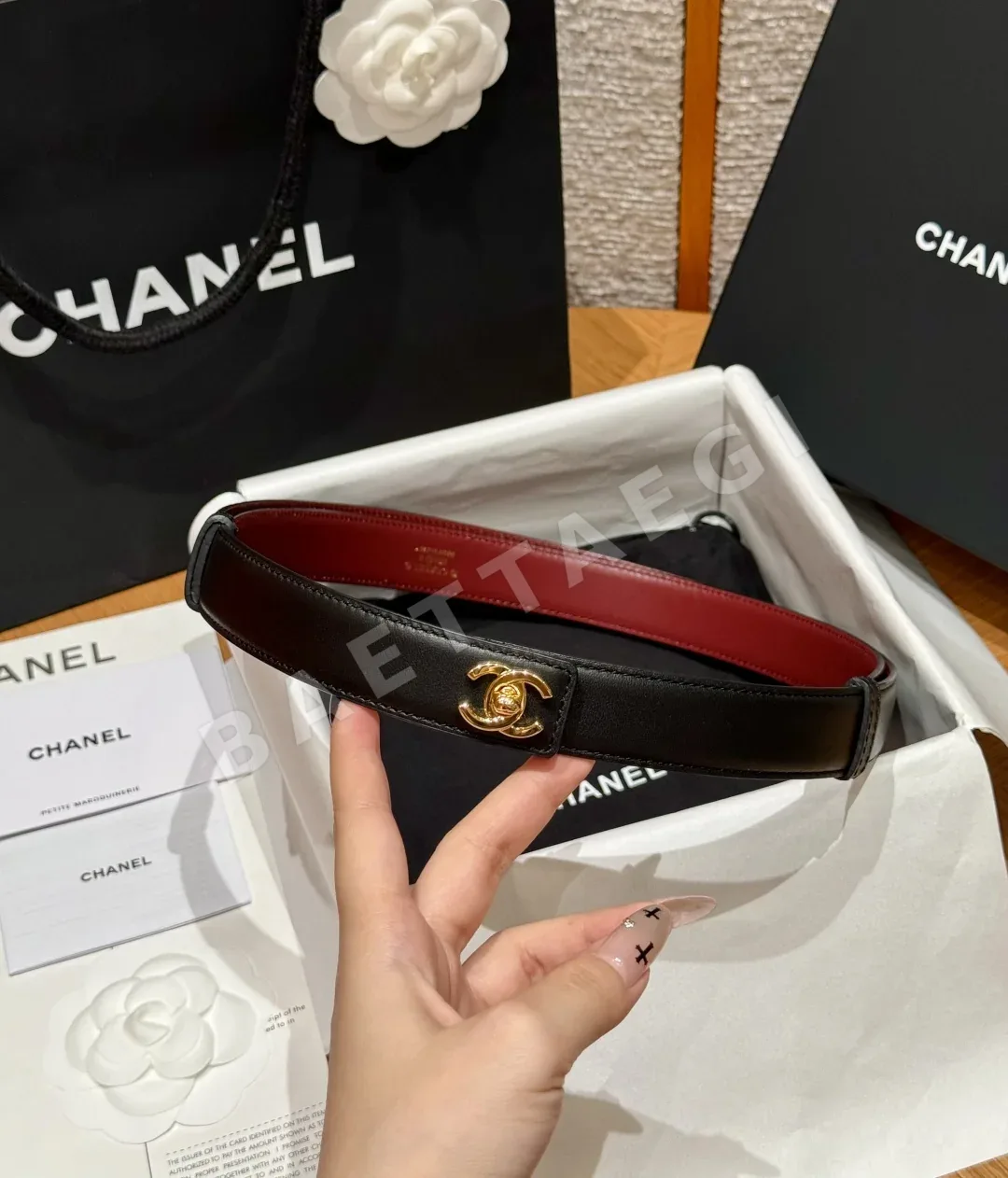 샤넬 가죽 회전식 더블 C 버클 벨트 상세 이미지 2