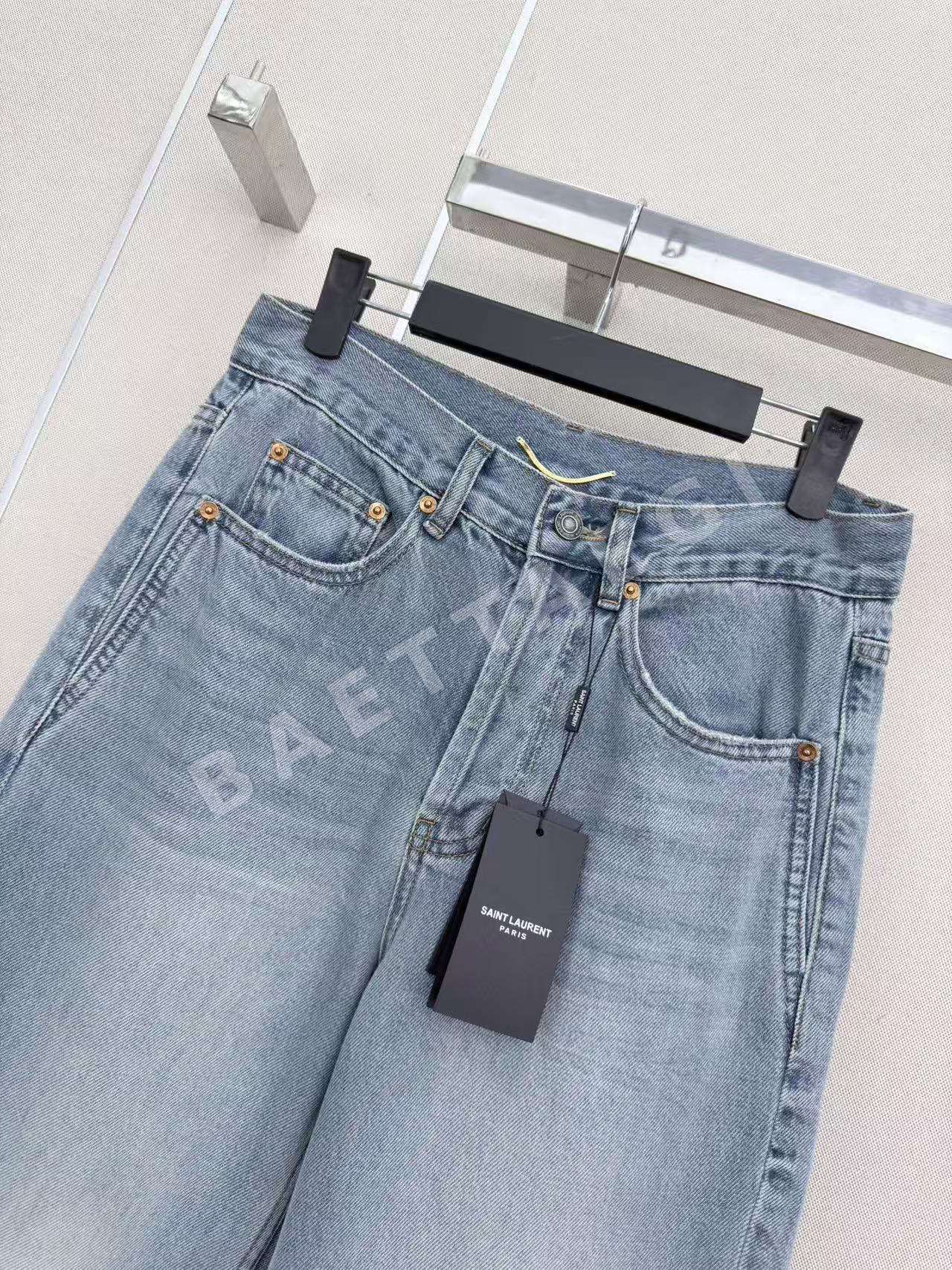 생로랑 여성 스트레이트 레그 진 바지 상세 이미지 3