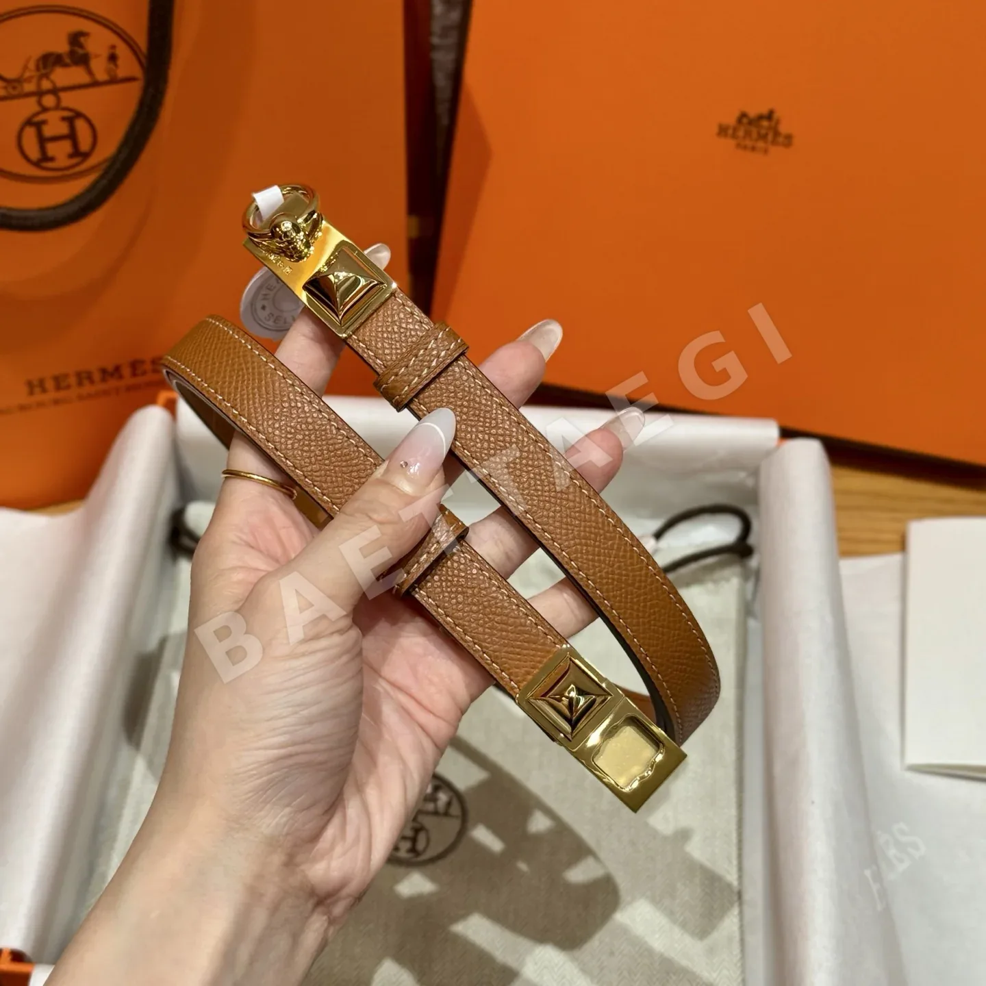 에르메스 앱송 카프스킨 켈리 버클 여성 벨트 175846