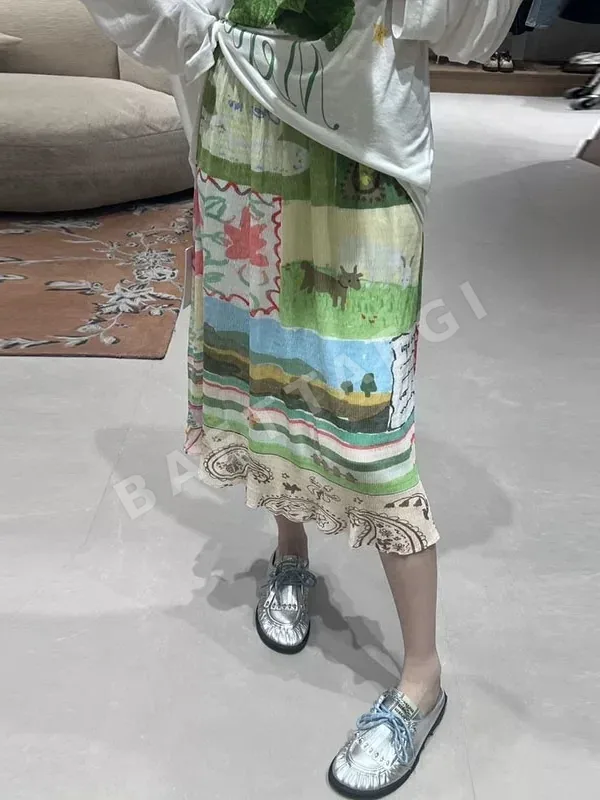 여성 페이즐리 미디 스커트 50254