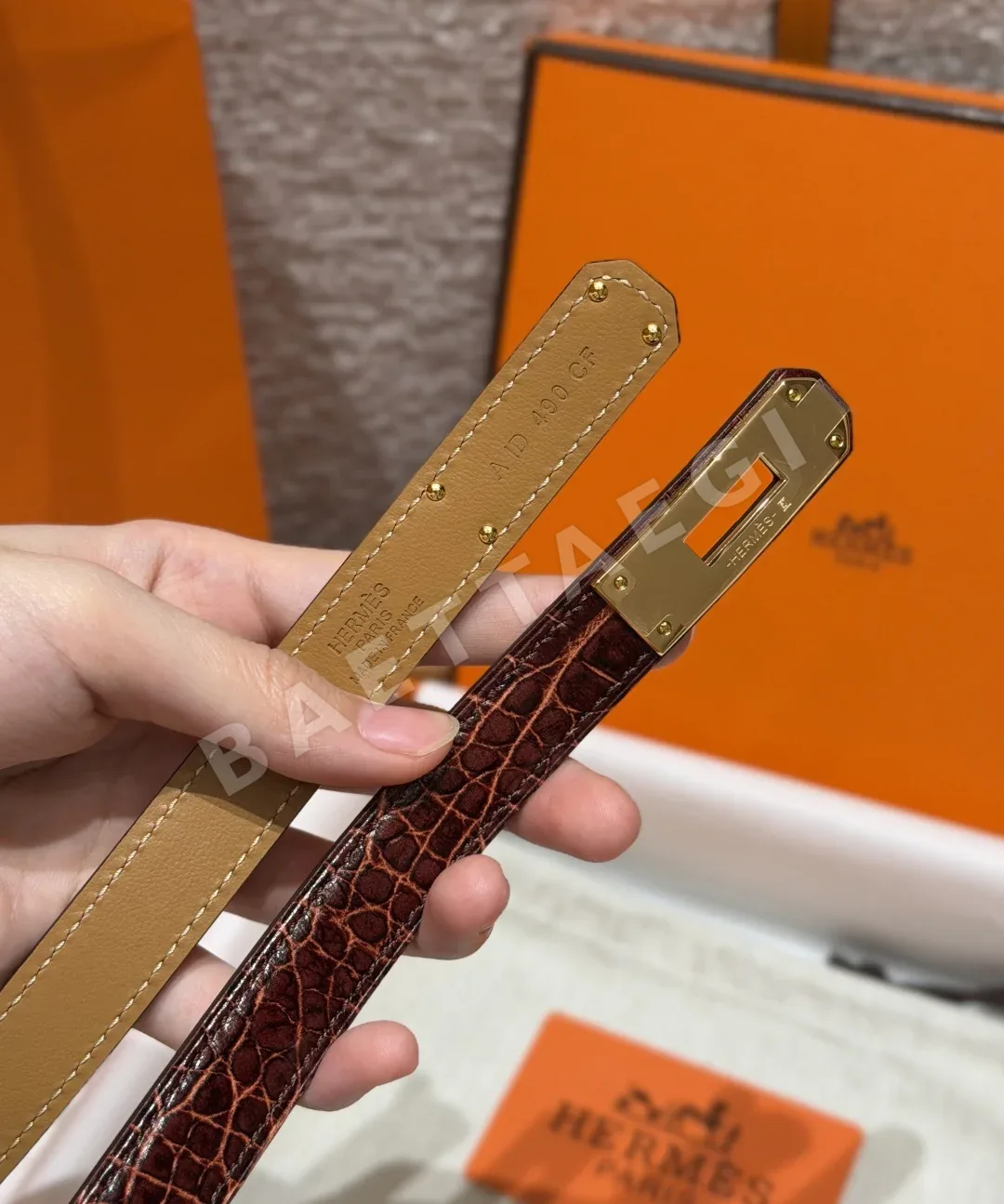 에르메스 켈리 버클 카프스킨 벨트 18mm 상세 이미지 4