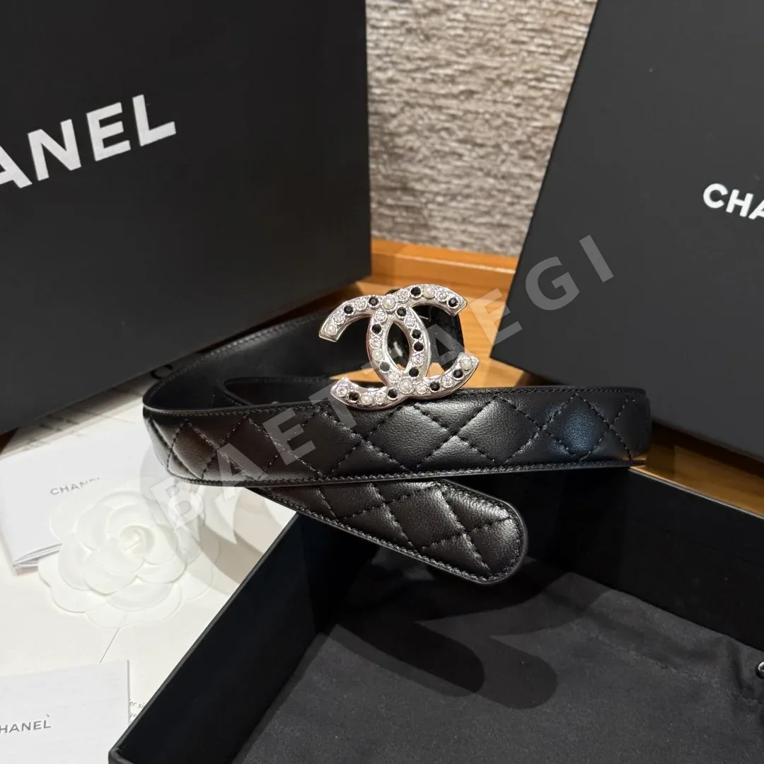 샤넬 더블 C 메탈 로고 램스킨 벨트 상세 이미지 2