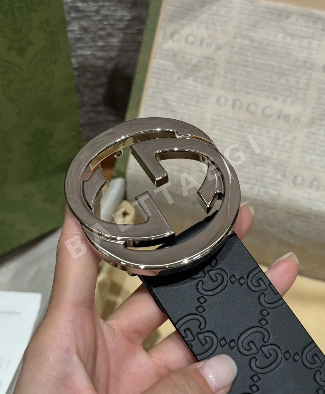 구찌 더블 G 버클 소가죽 벨트 4 CM 상세 이미지 7