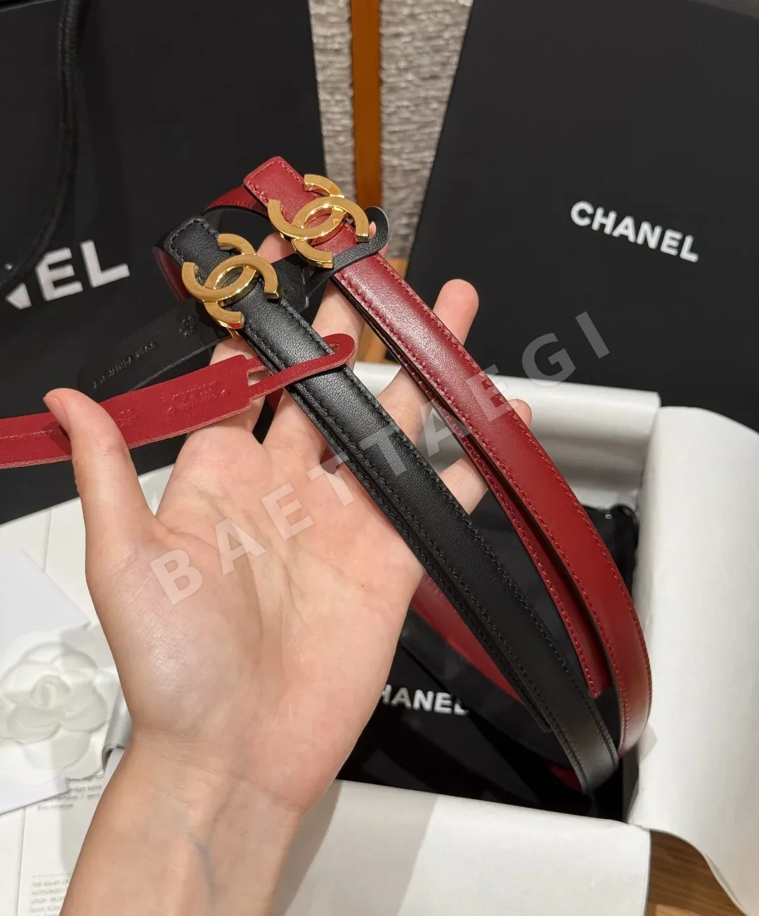 샤넬 더블 C 버클 가죽 벨트 상세 이미지 5
