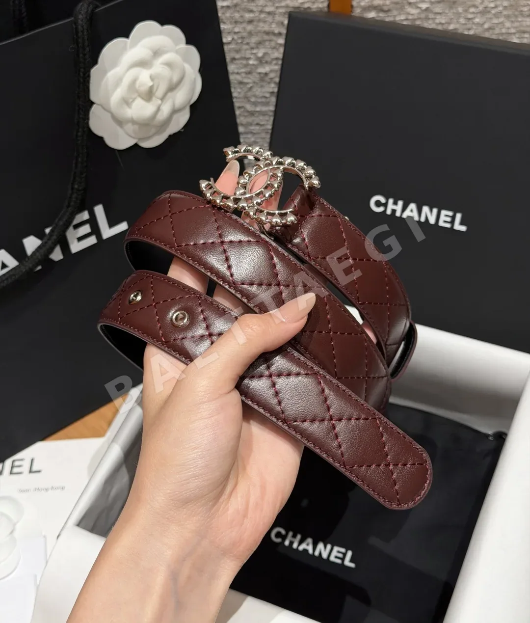 샤넬 퀼팅 카프스킨 더블 C 버클 벨트 상세 이미지 2