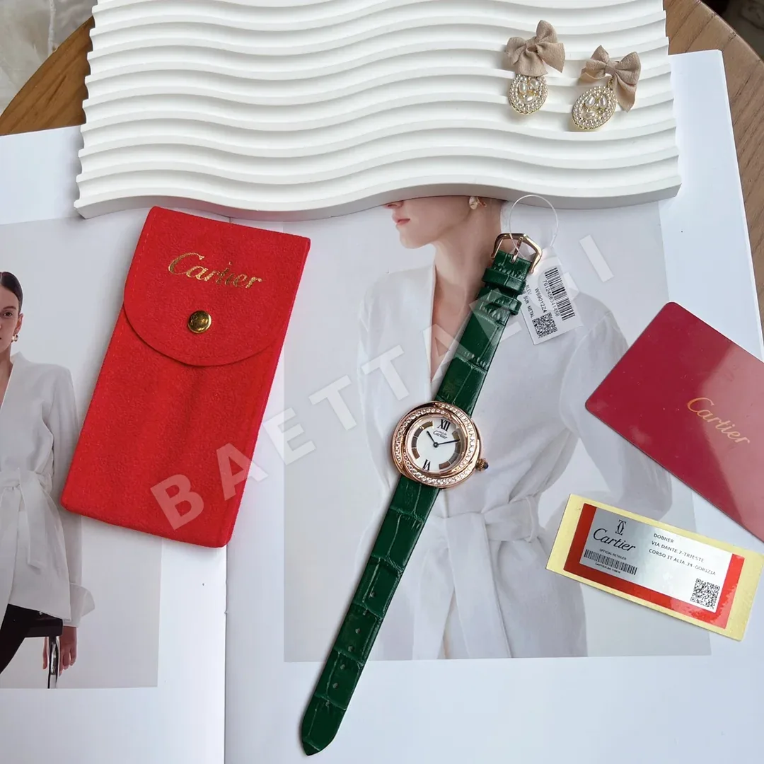 까르띠에 시계 로즈골드 사파이어 글라스 화이트 레플리카 42826 Cartier 상세 이미지 5