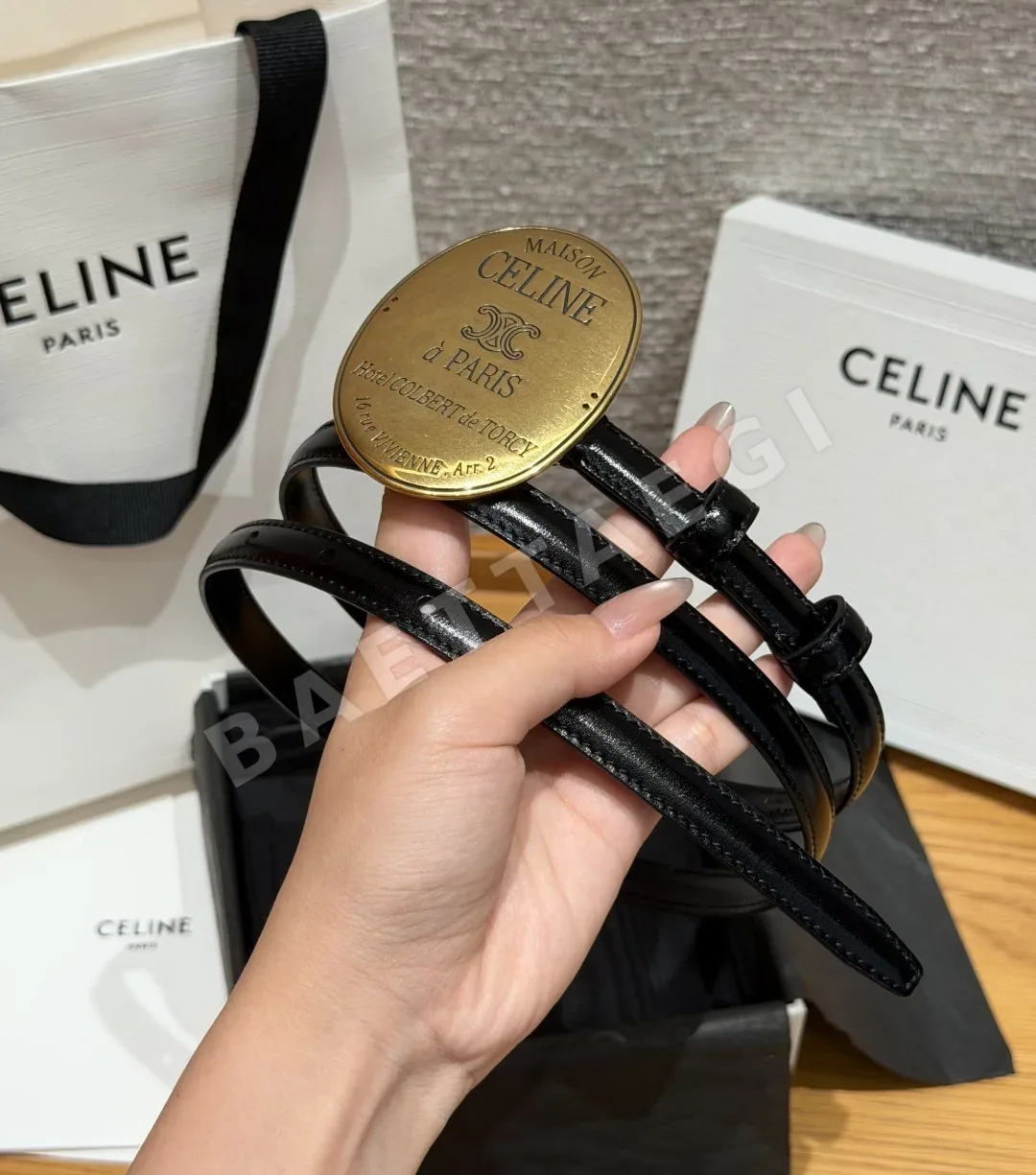 셀린느 MAISON 13mm 골드 버클 슬림 벨트 상세 이미지 2