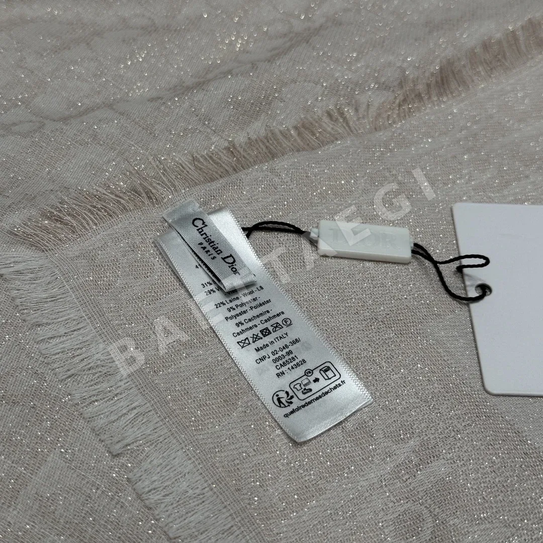 디올 레터 프린트 글리터 실크 혼방 스카프 상세 이미지 8
