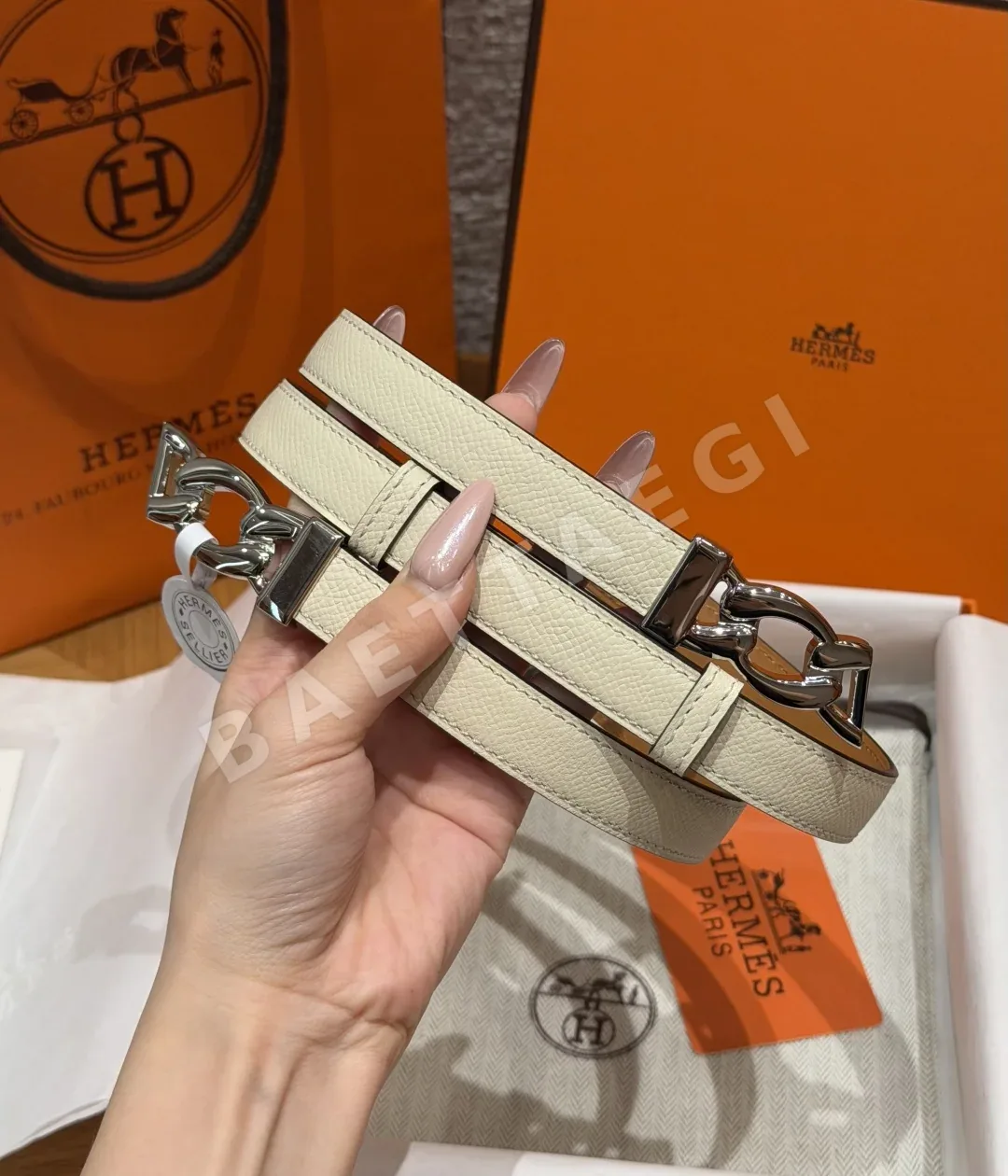 에르메스 H브랜드 메탈 버클 엡손 가죽 벨트 176742