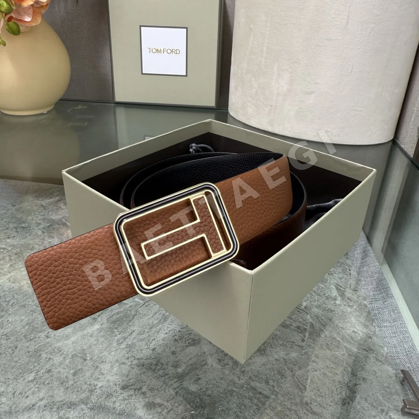 톰포드 양면 탑 그레인 소가죽 벨트 상세 이미지 8