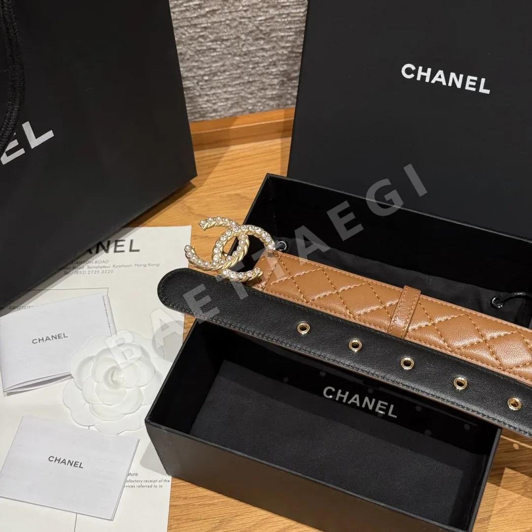 샤넬 다이아몬드 패턴 램스킨 더블 C 벨트 상세 이미지 5