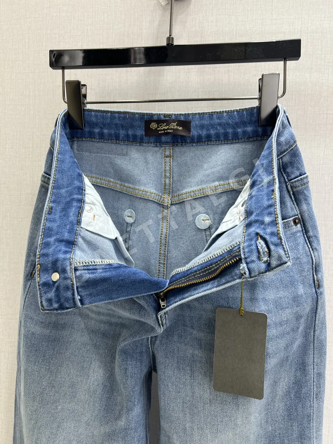 로로피아나 기모 자수 스트레이트 레그 여성 바지 상세 이미지 2
