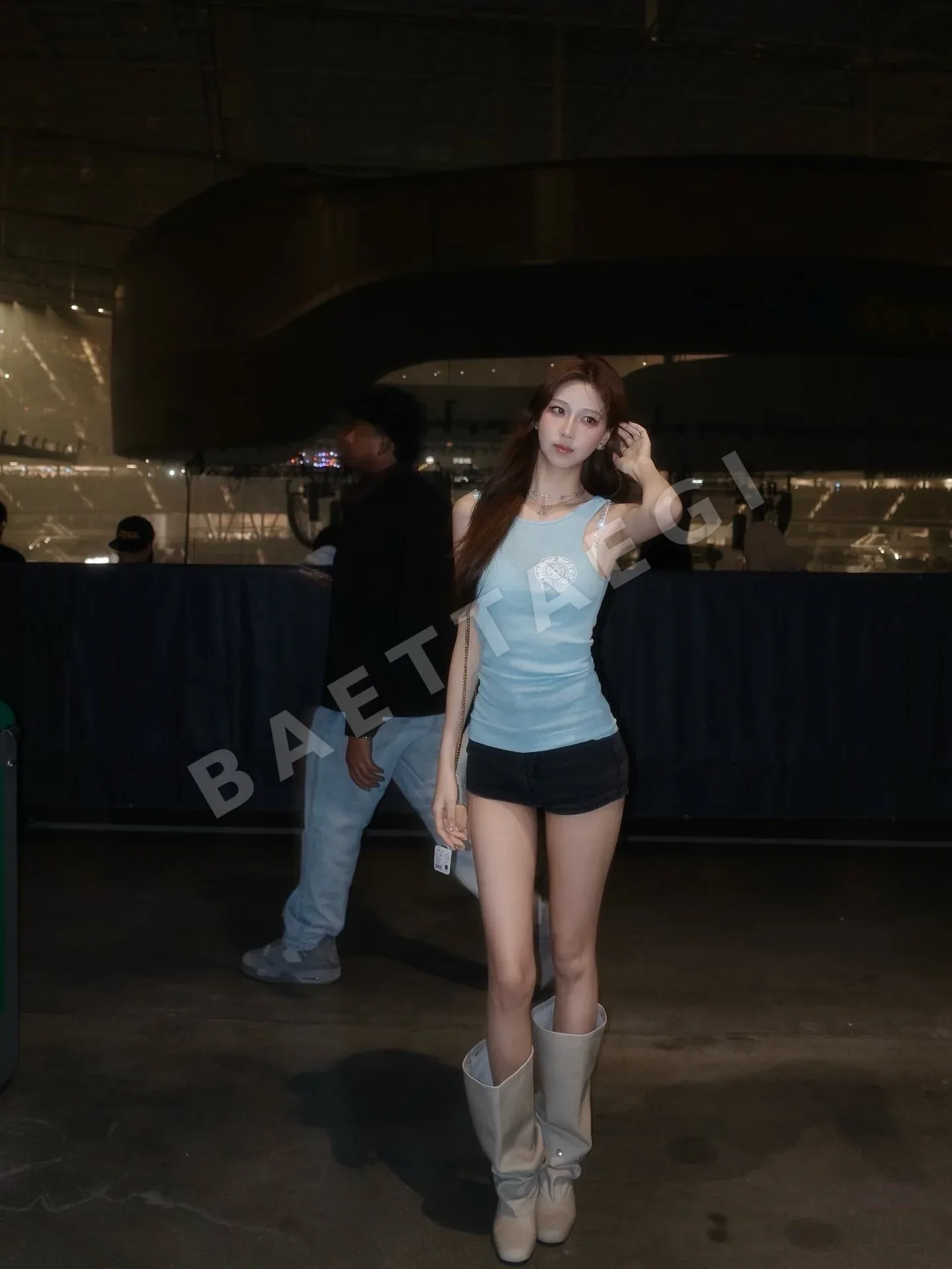크롬하츠 여성 파란색 니트 반팔 원피스 상세 이미지 4
