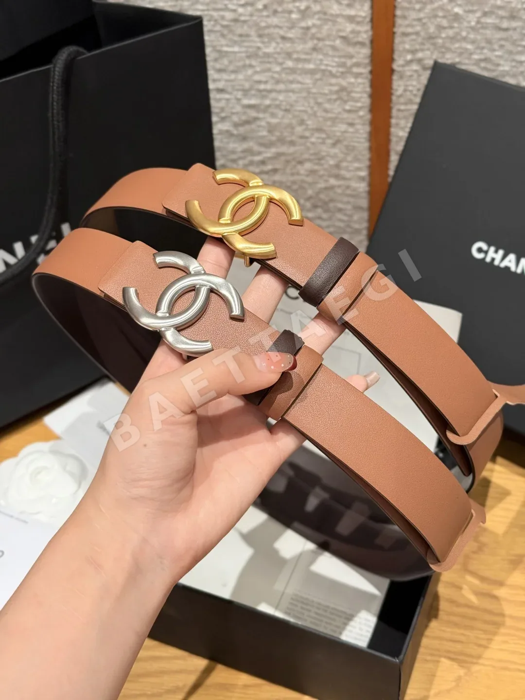 샤넬 CC 로고 양면 소가죽 벨트 상세 이미지 1