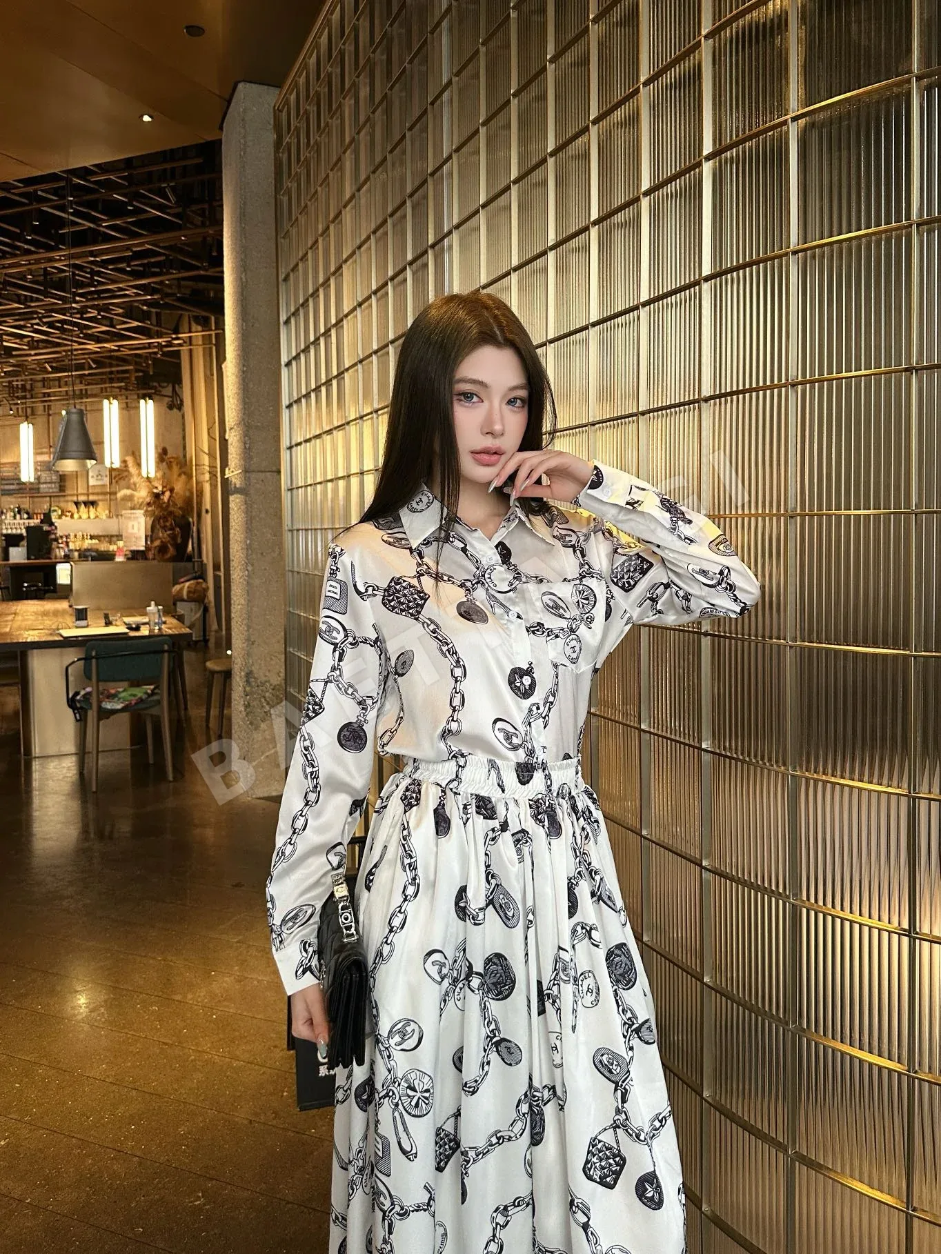 디올 체인 프린트 라펠 셔츠 세트 상세 이미지 7