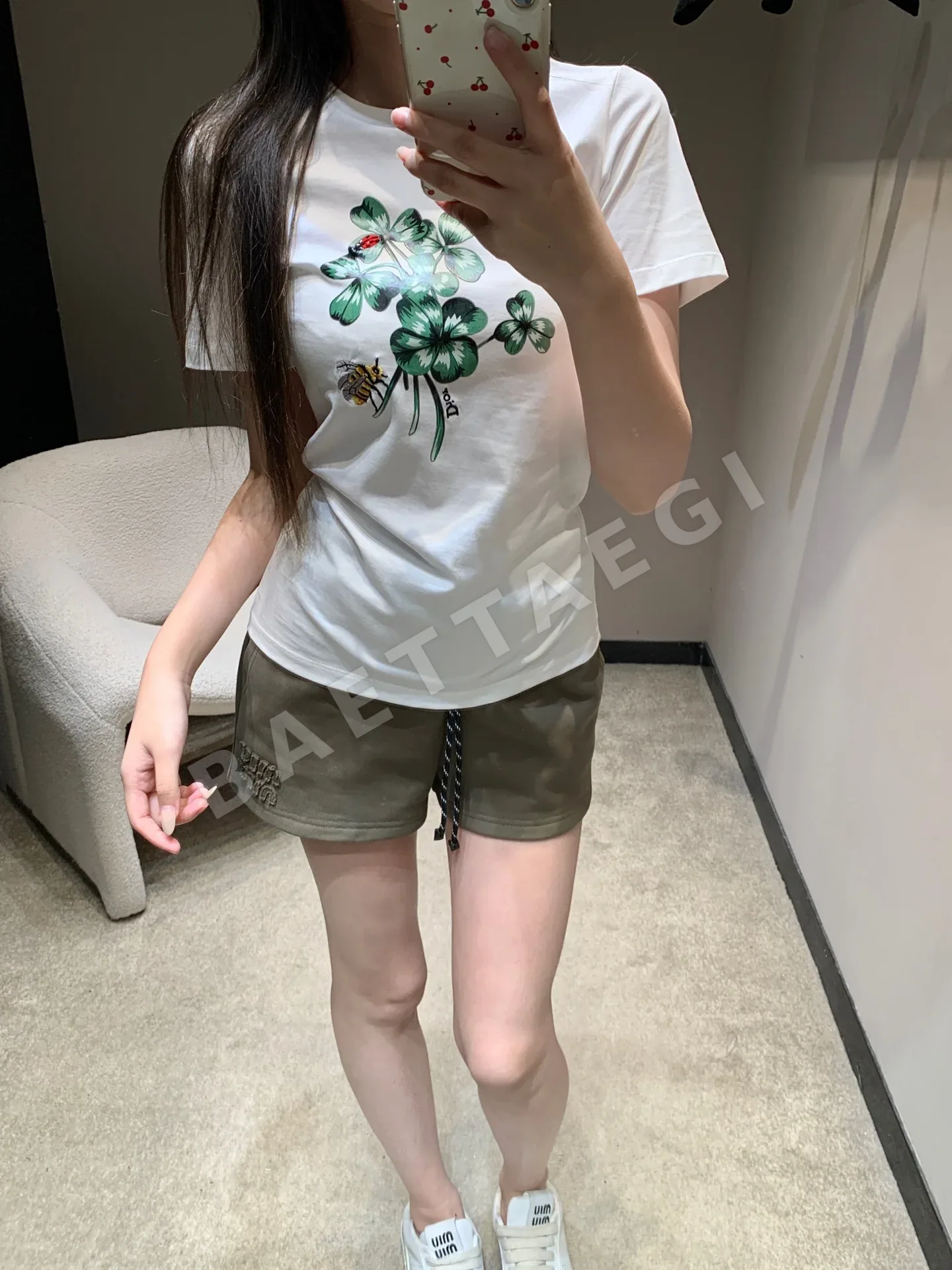 디올 플라워 프린트 여성 반팔 티셔츠 51698
