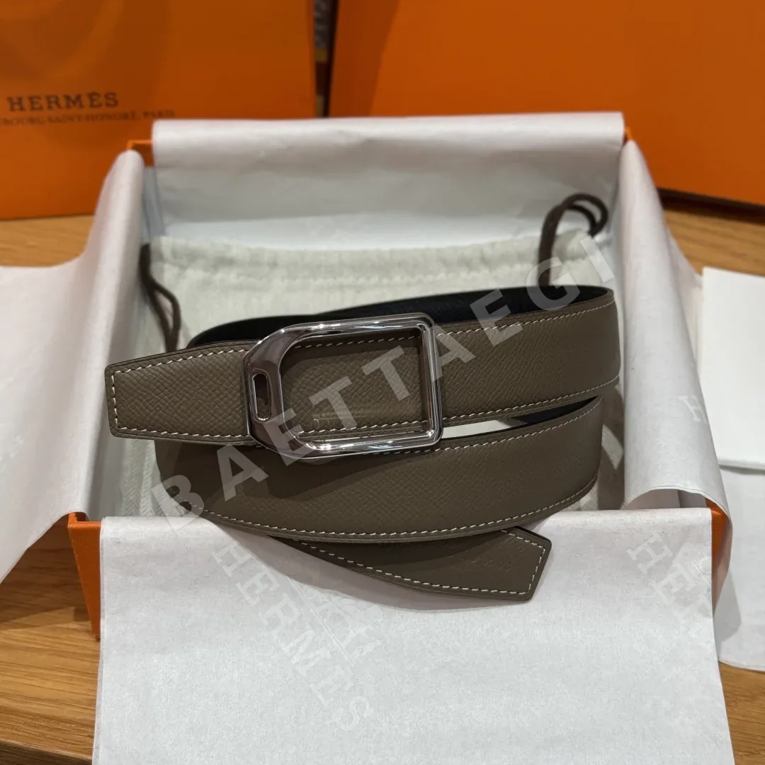 에르메스 조키 도금 메탈 버클 앱송 가죽 벨트 175525