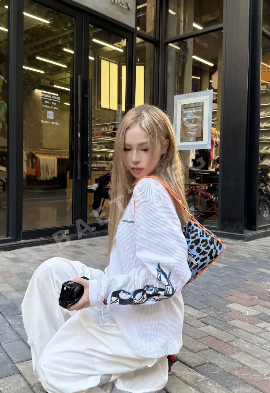 크롬하츠 청색 호피 무늬 가방 상세 이미지 11