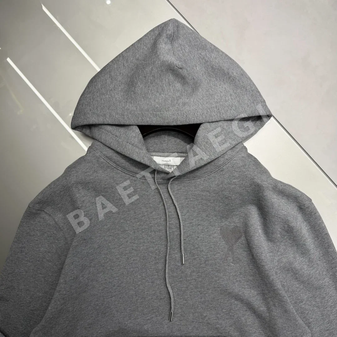 아미 하트 자수 유기농 면 후드티 상세 이미지 6