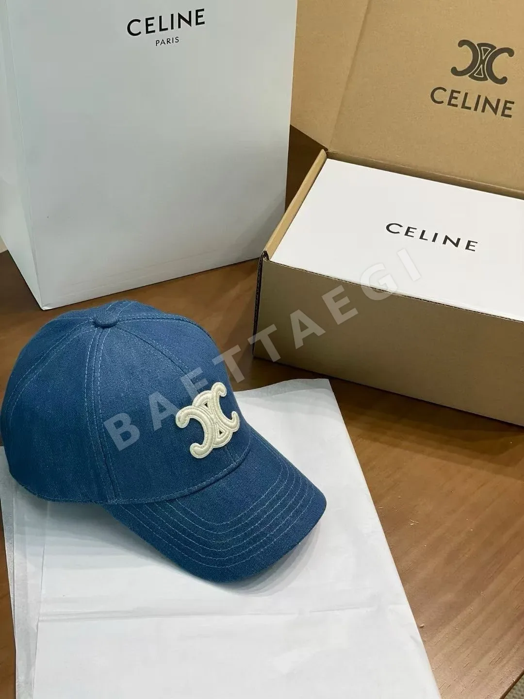 셀린느 데님 자수 캡 상세 이미지 2
