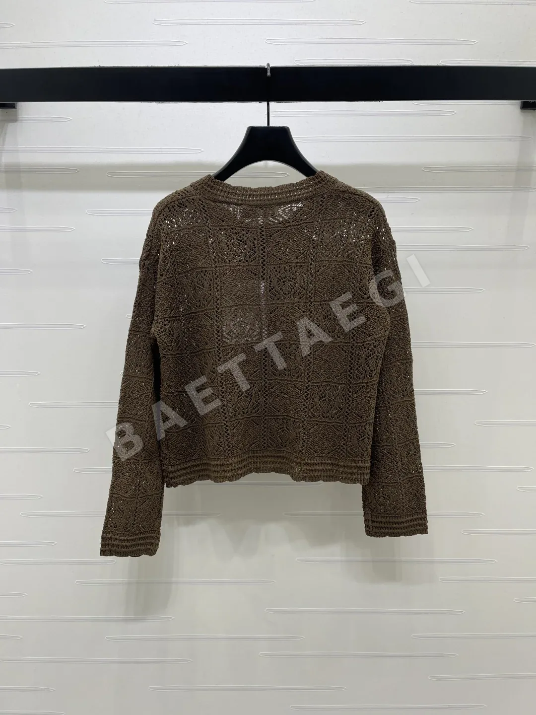 샤넬 시스루 패턴 라운드넥 코튼 여성 가디건 상세 이미지 8