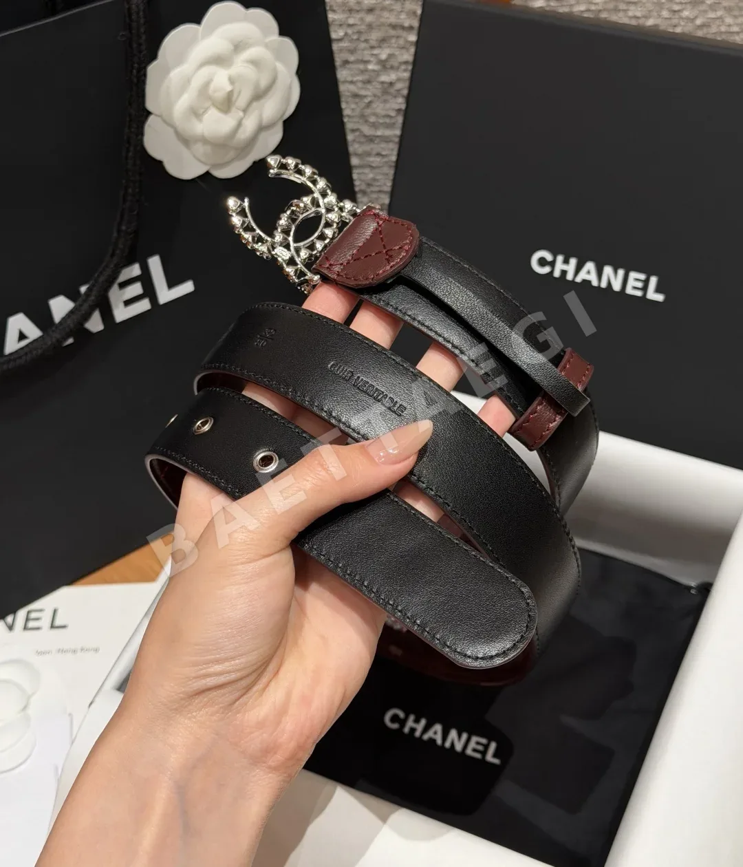 샤넬 퀼팅 카프스킨 더블 C 버클 벨트 상세 이미지 5