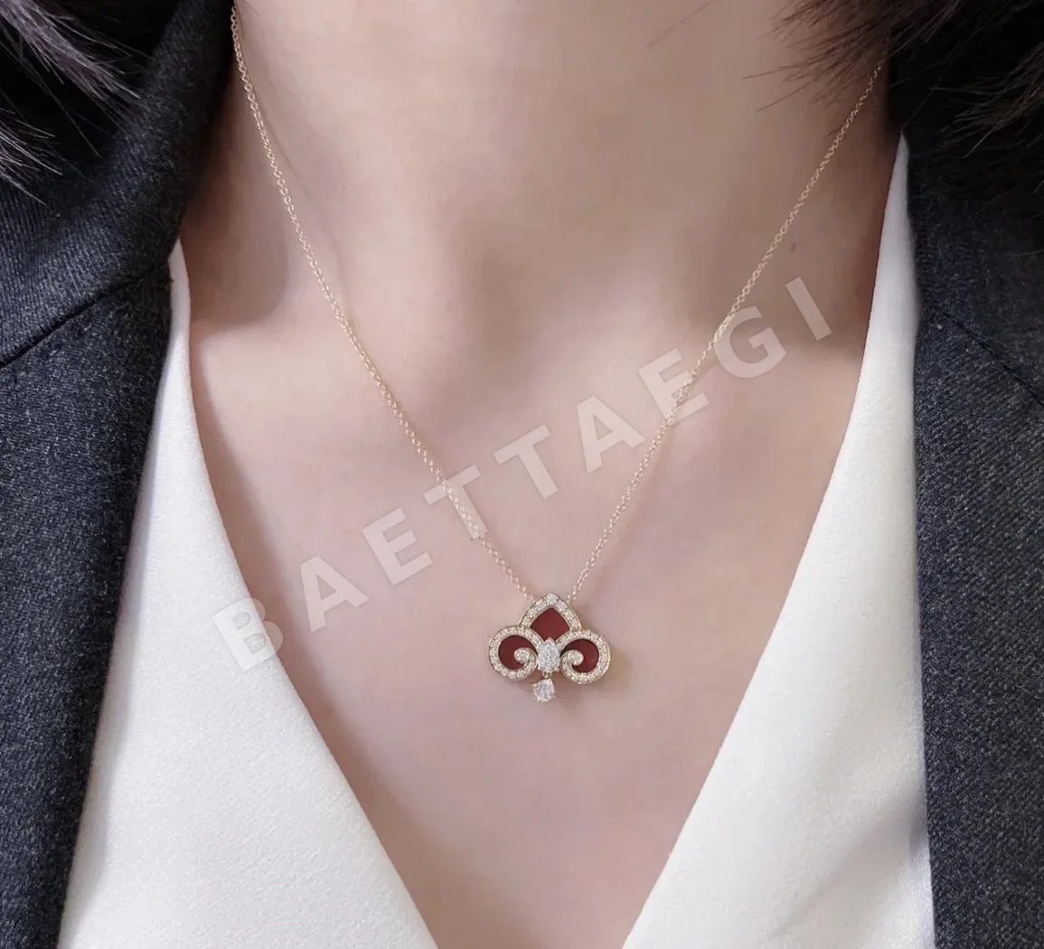 티파니 아이리스 플라워 레드 아게이트 스털링 실버 목걸이 상세 이미지 8