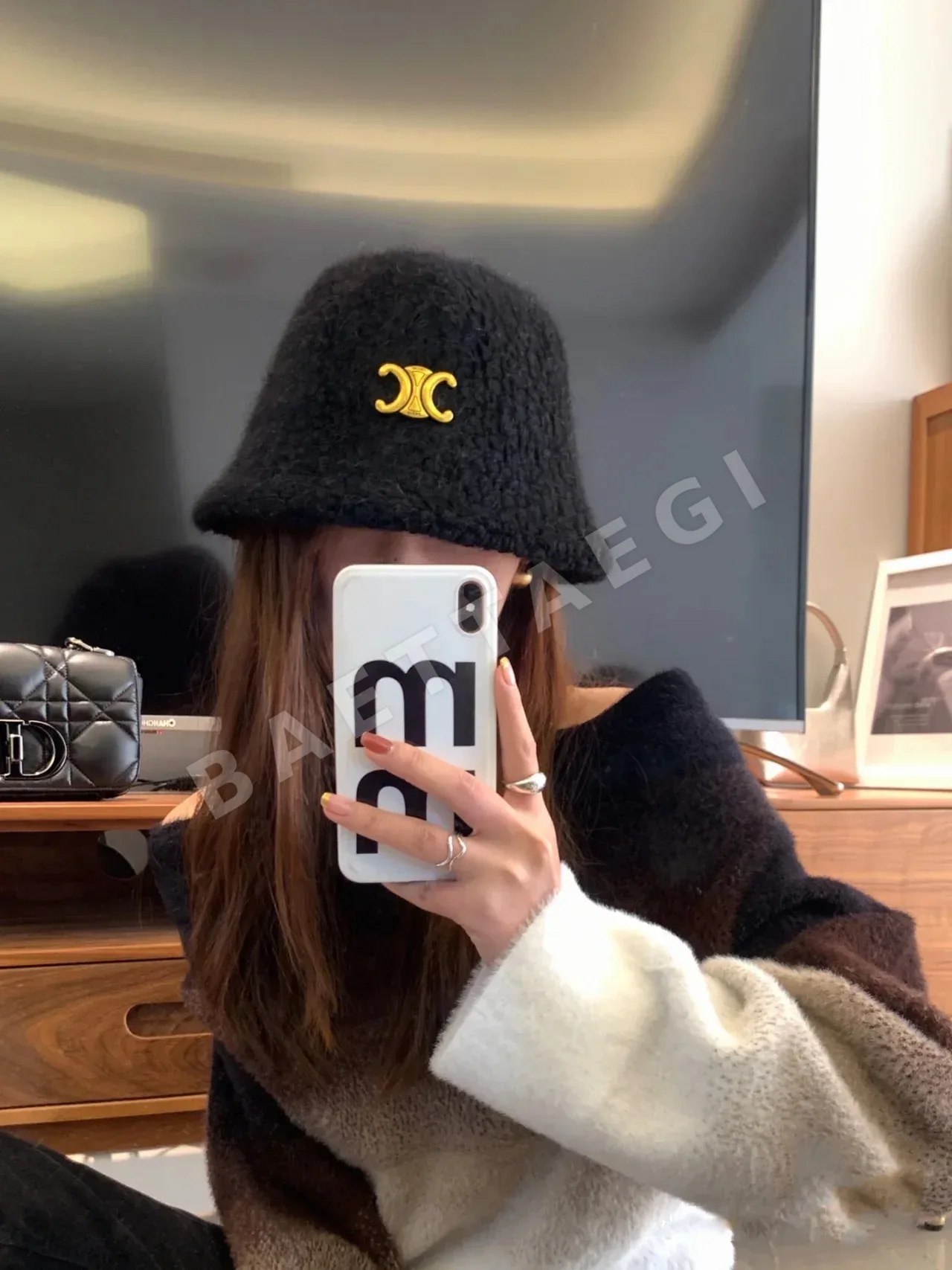 셀린느 가죽 버킷햇 모자 84292