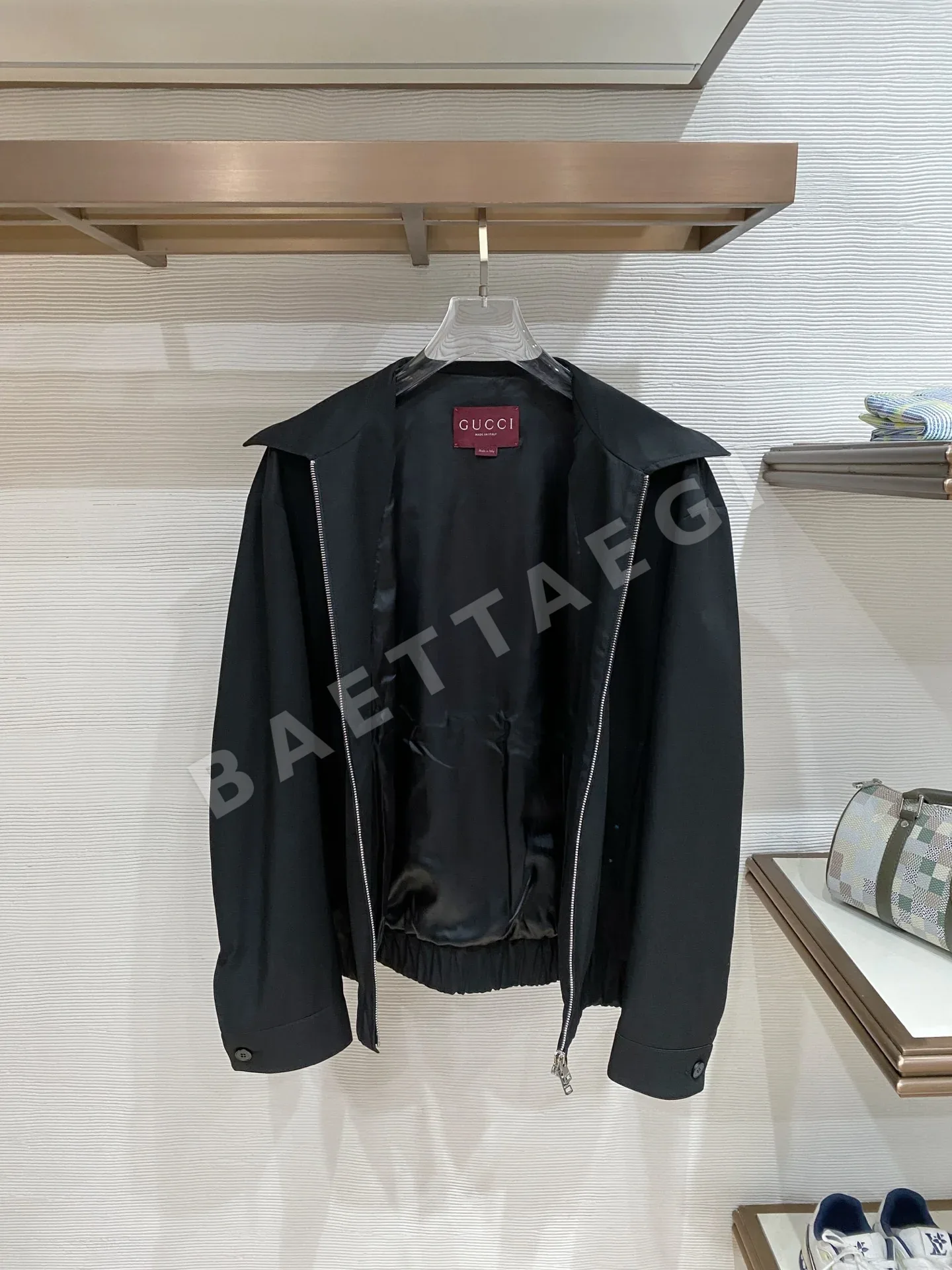 구찌 린넨 블랙카키 라펠 남성 자켓 상세 이미지 5
