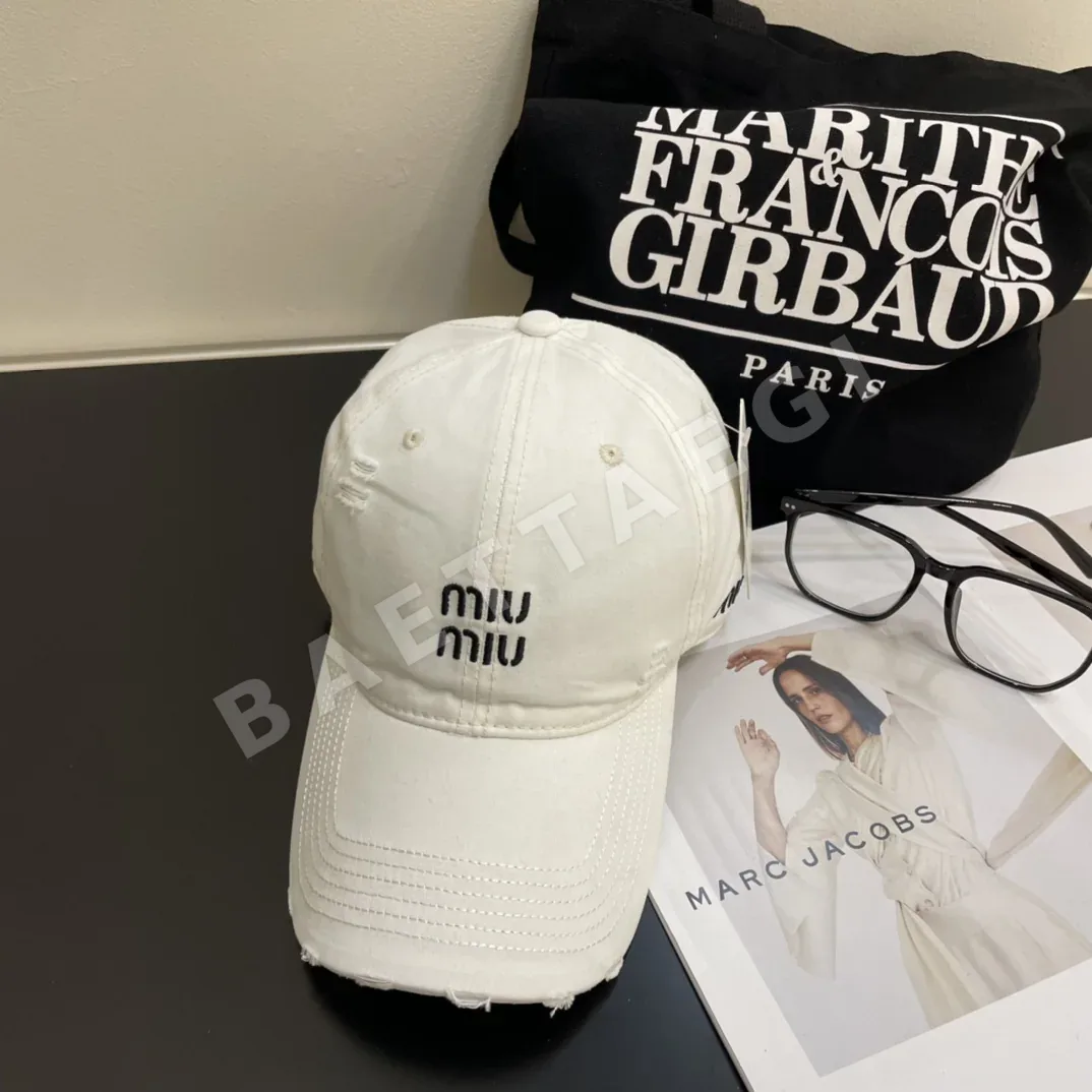 미우미우 무지 자수 베이스볼 캡 상세 이미지 2