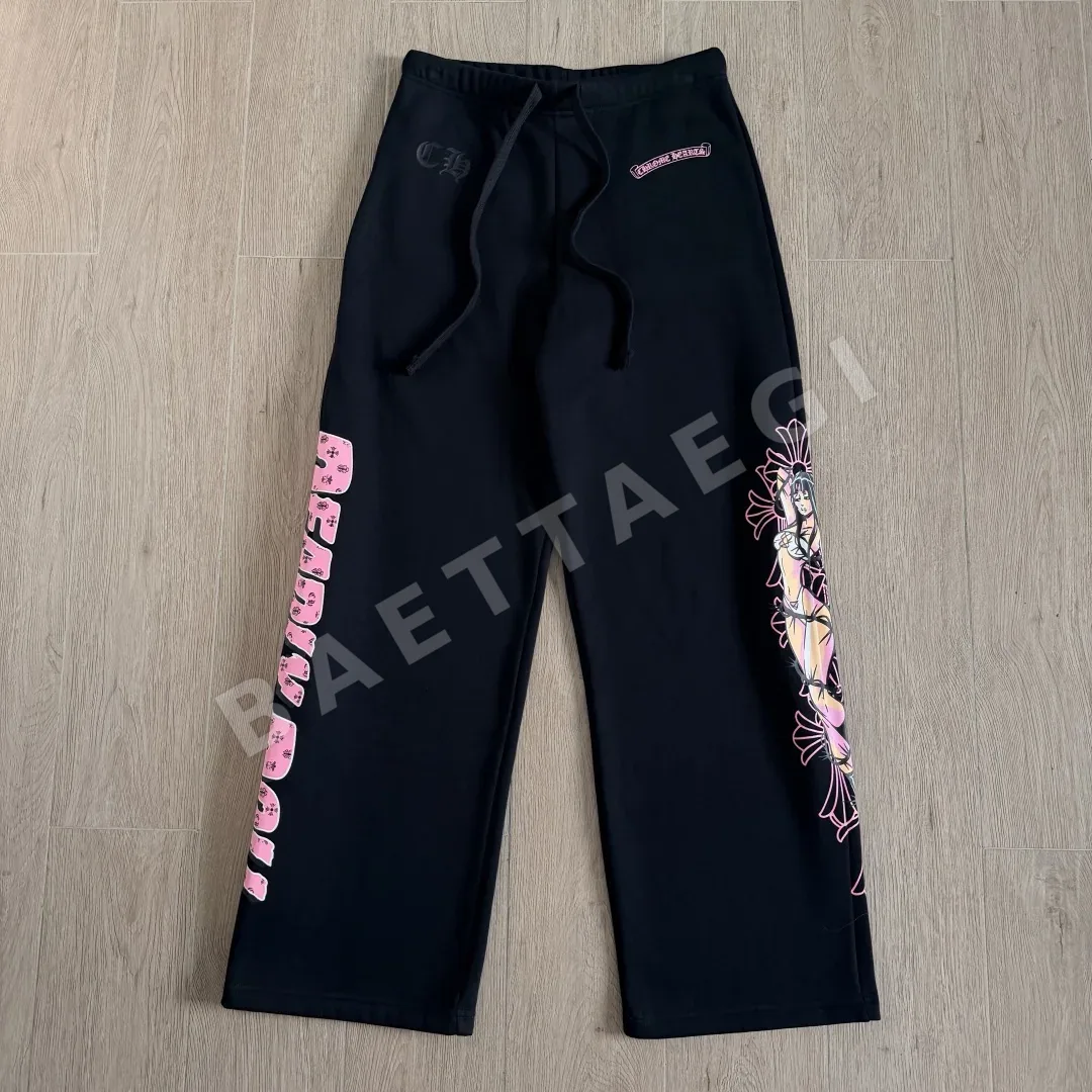 크롬하츠 블랙 애슬레틱 플리스 여성 바지 107675