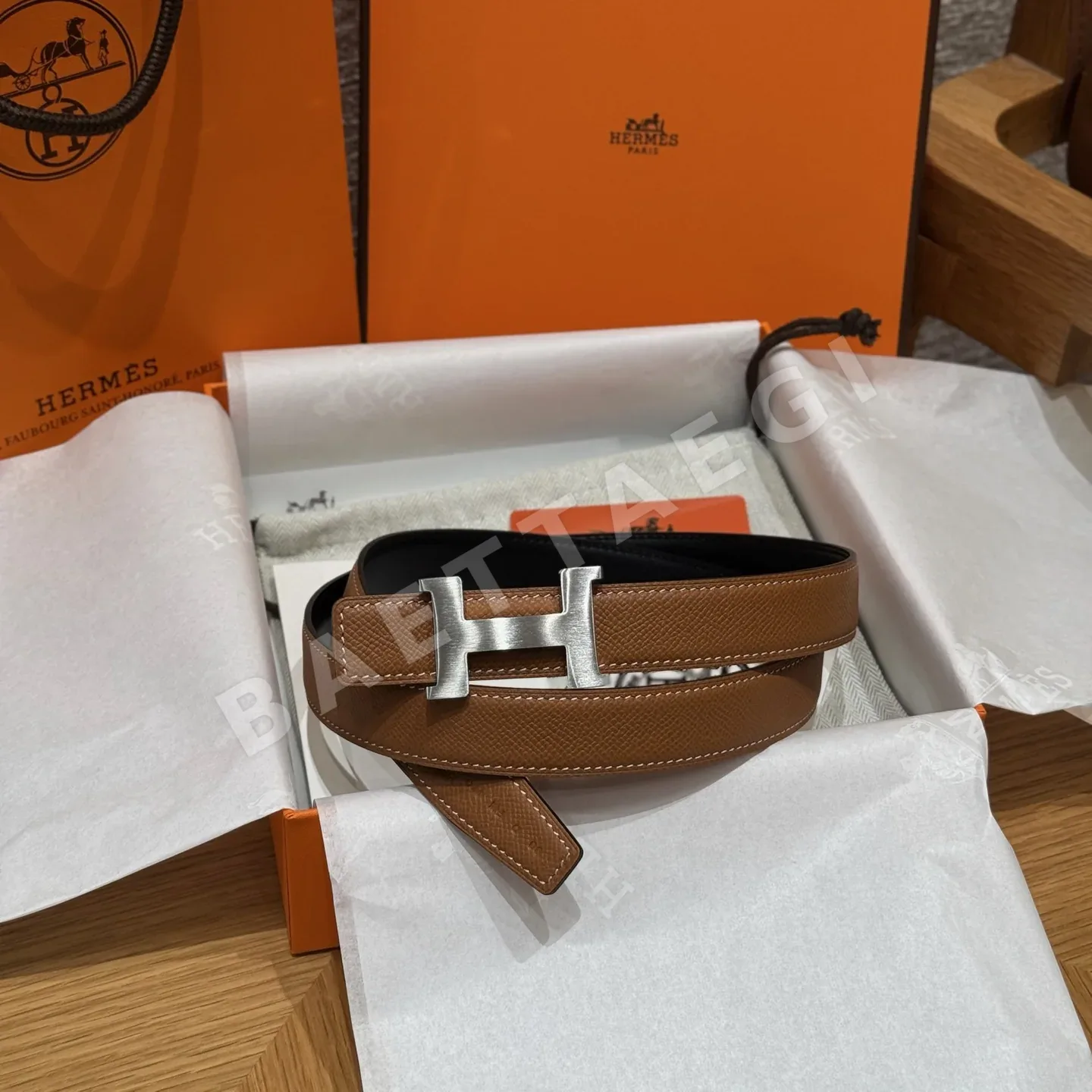 에르메스 슬림 리버시블 벨트 175669