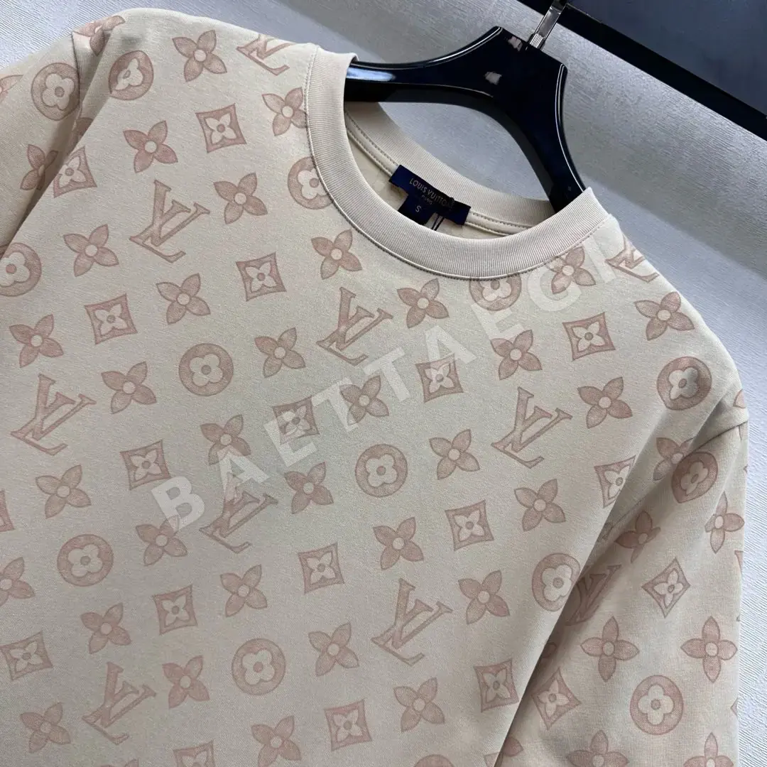 루이비통 프린트 크루넥 코튼 반팔 티셔츠 상세 이미지 3